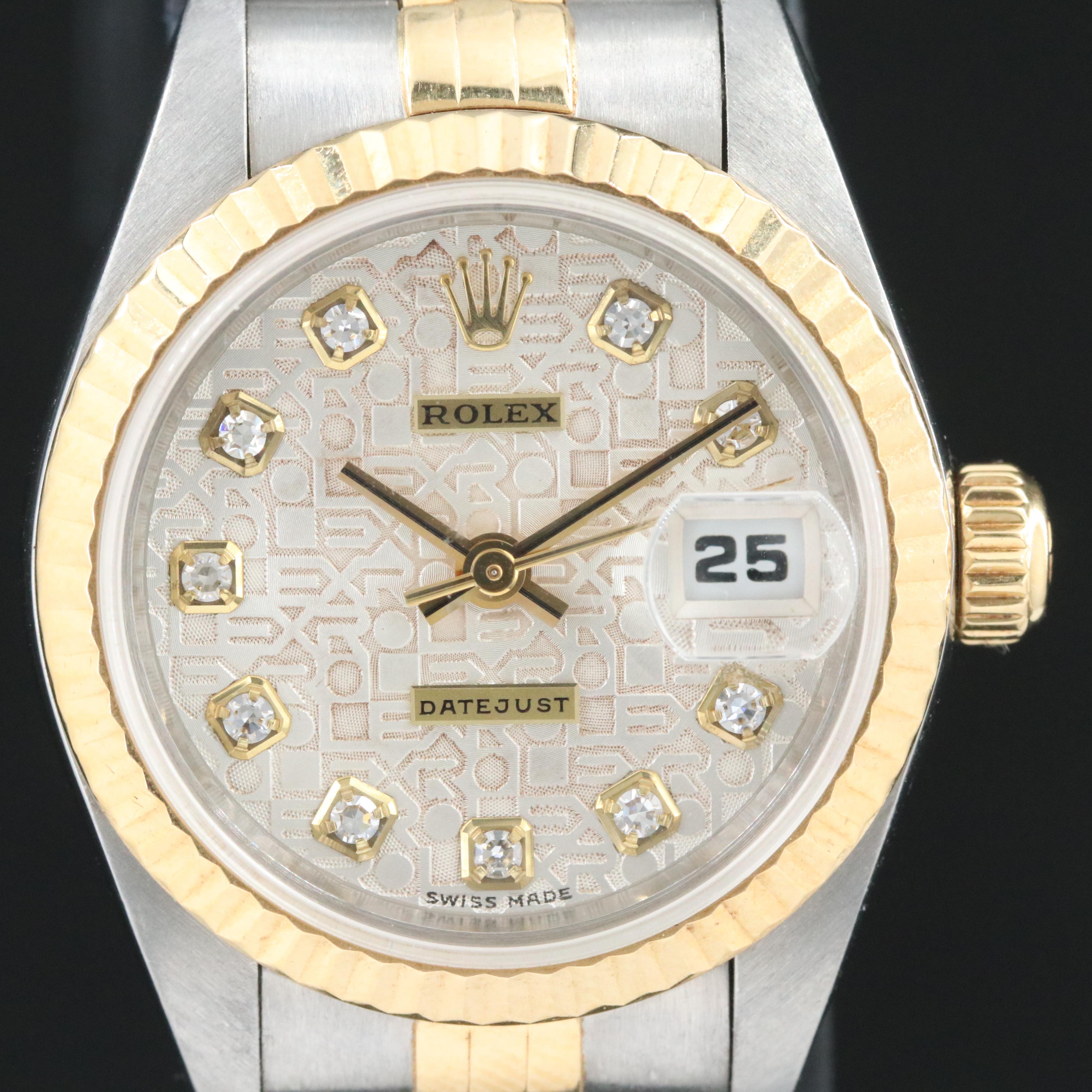 1997 - 1998 Rolex Silver Jubilee Factory Diamond Serti Dial Datejust Watch