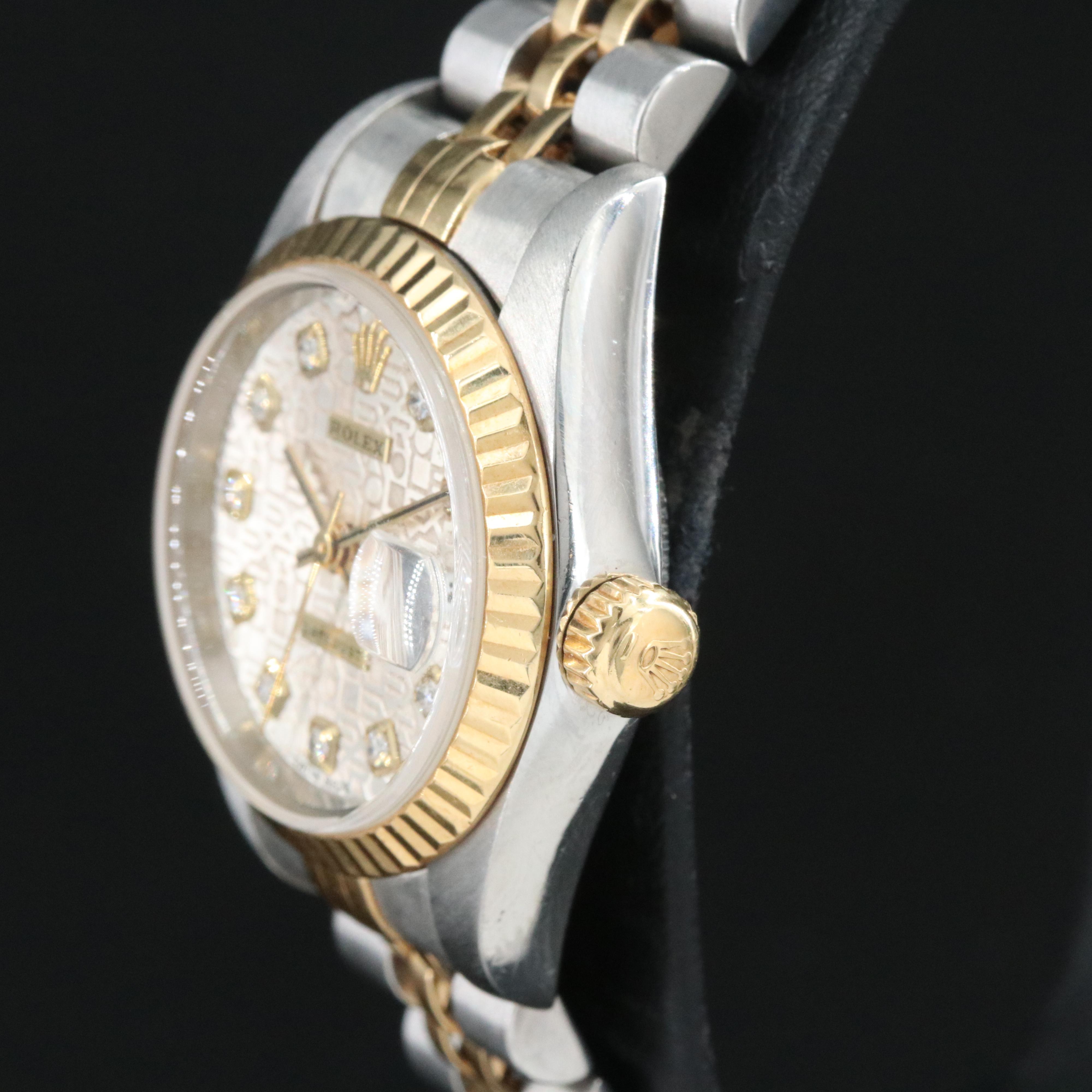 1997 - 1998 Rolex Silver Jubilee Factory Diamond Serti Dial Datejust Watch