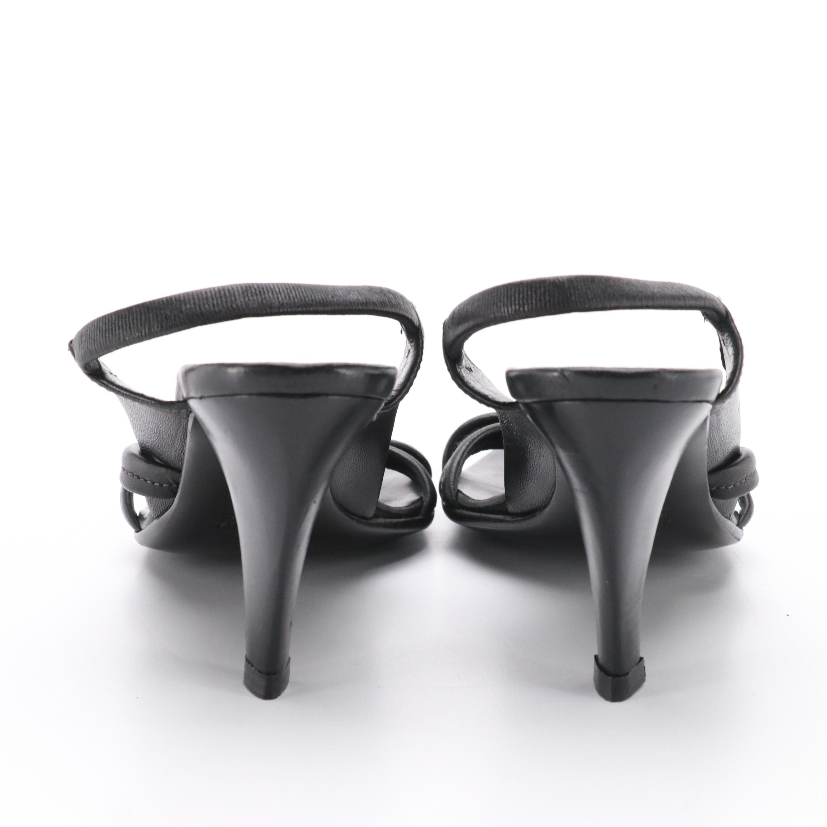 Prada Slingback Dress Sandals in Black Leather