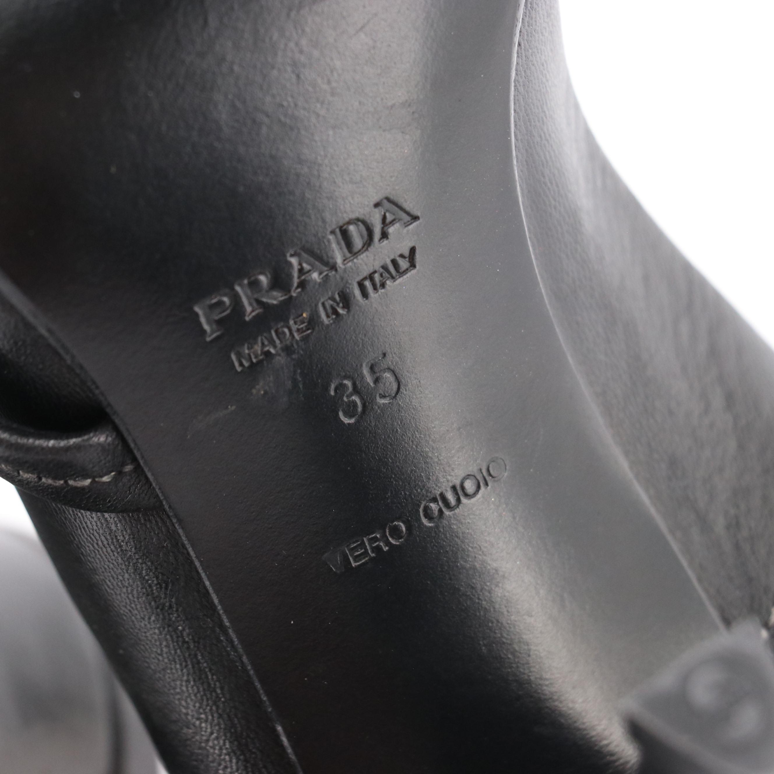 Prada Slingback Dress Sandals in Black Leather