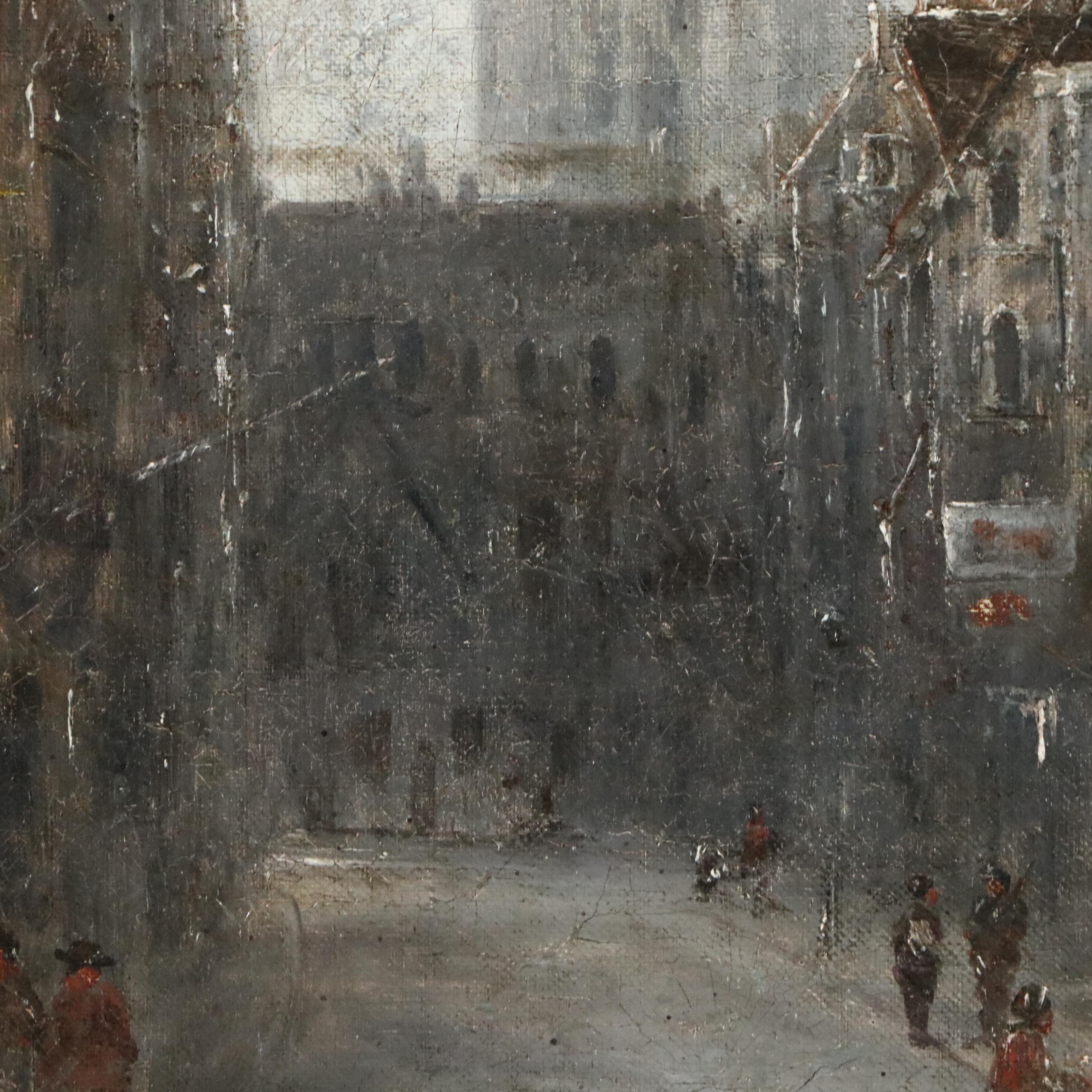 European Cityscape Oil Painting of Street Scene