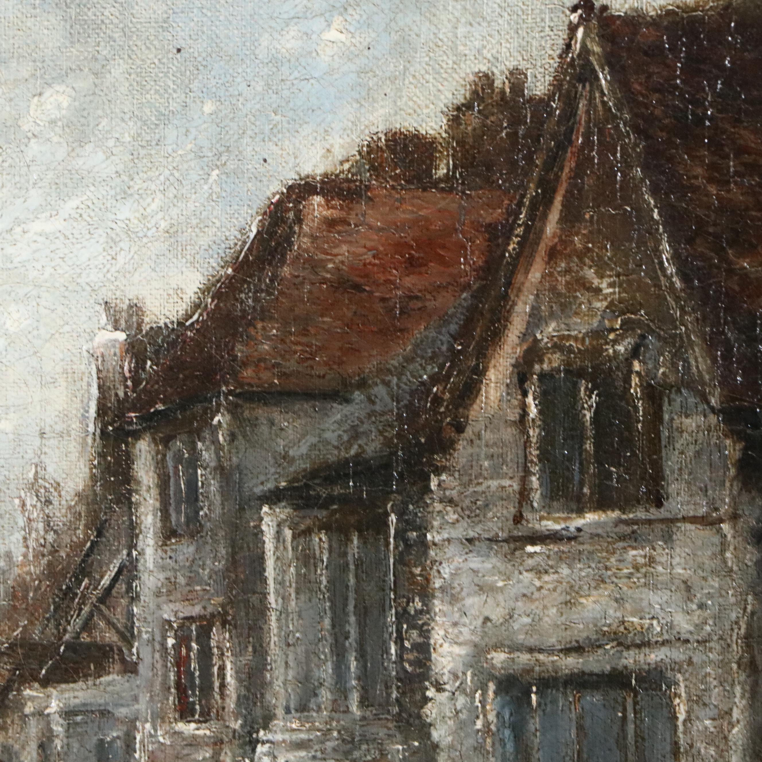 European Cityscape Oil Painting of Street Scene