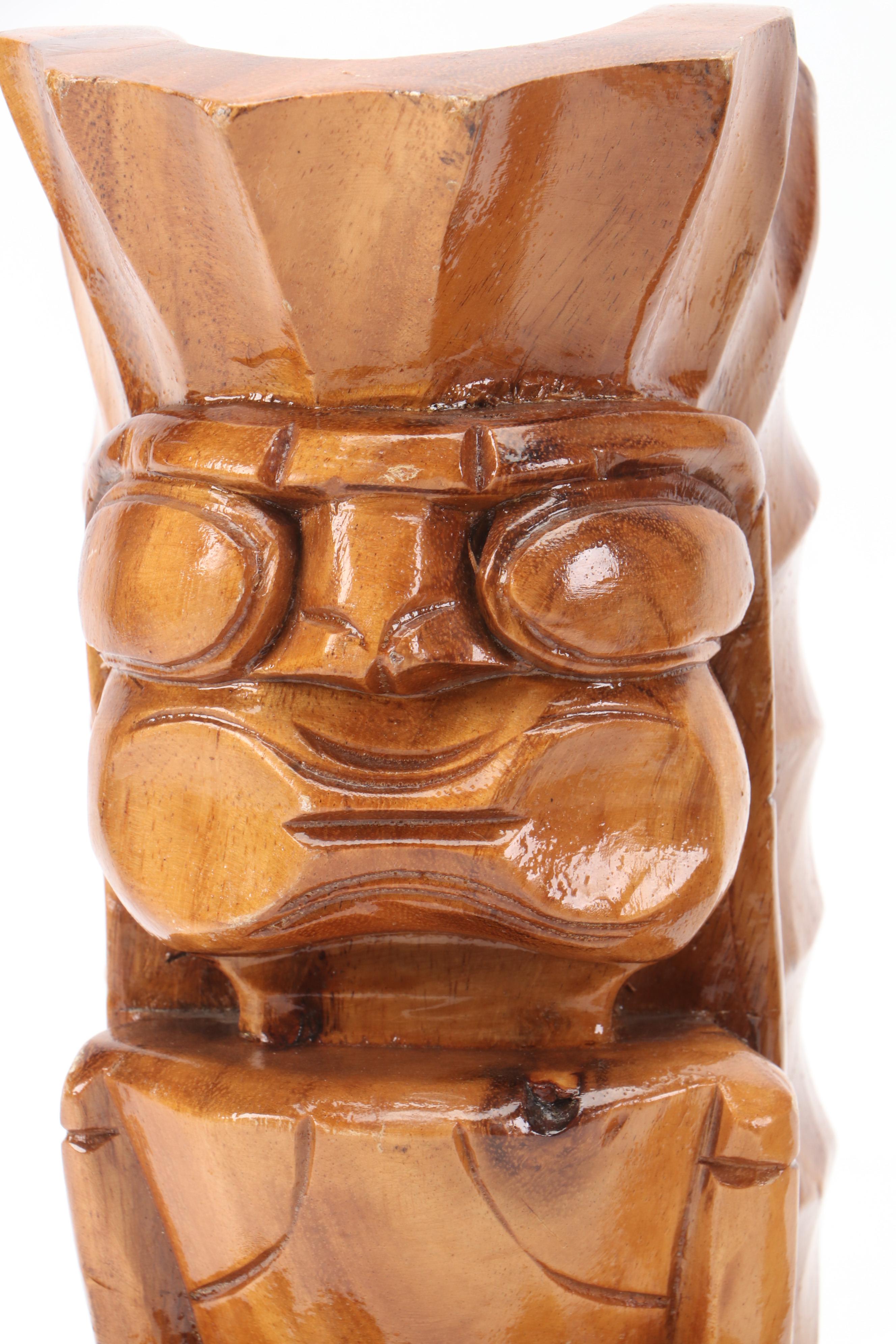Hawaiian Carved Figure with Tiki Style and Other Wood Décor