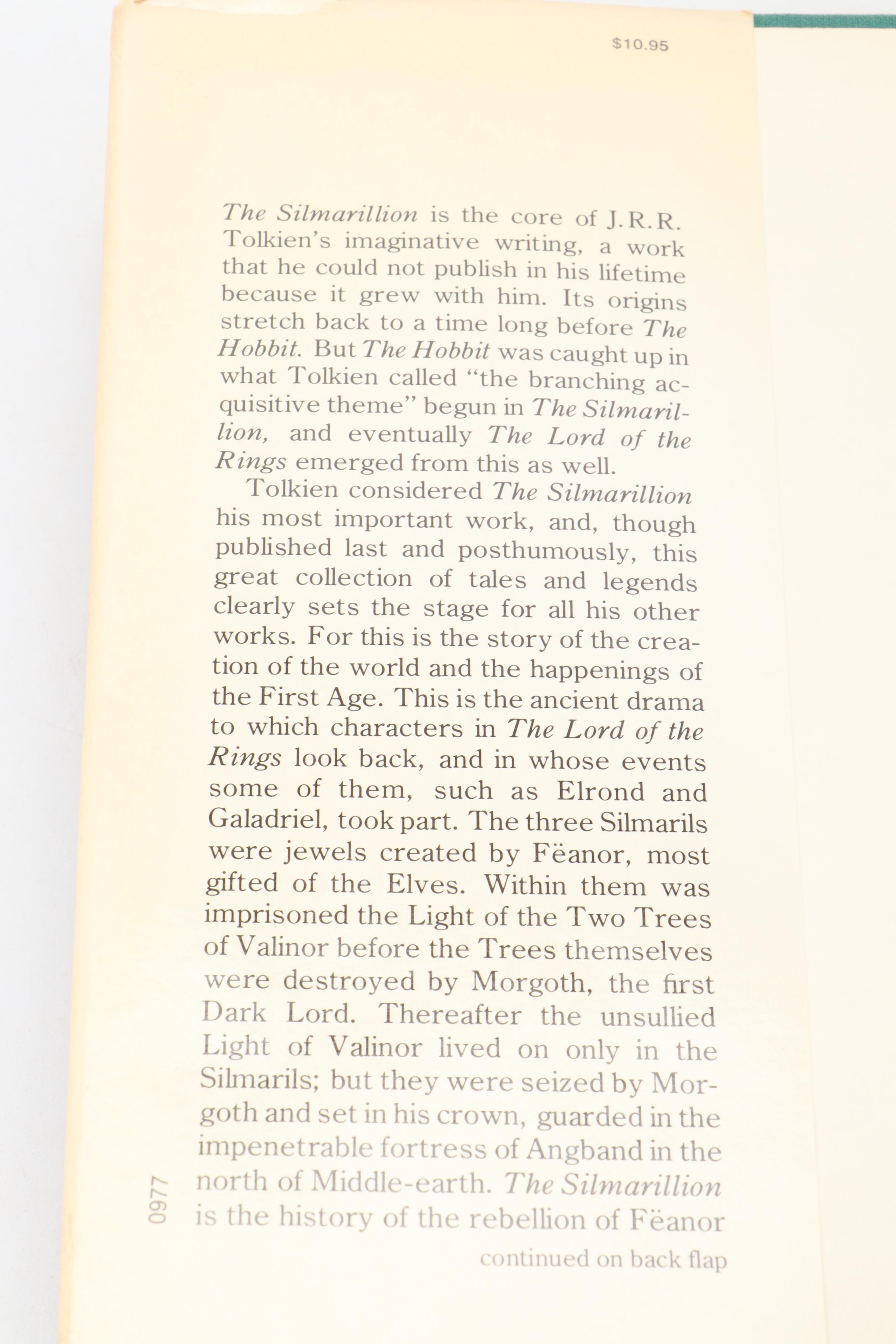 First American Edition "The Silmarillion" by J. R. R. Tolkien with Map, 1977