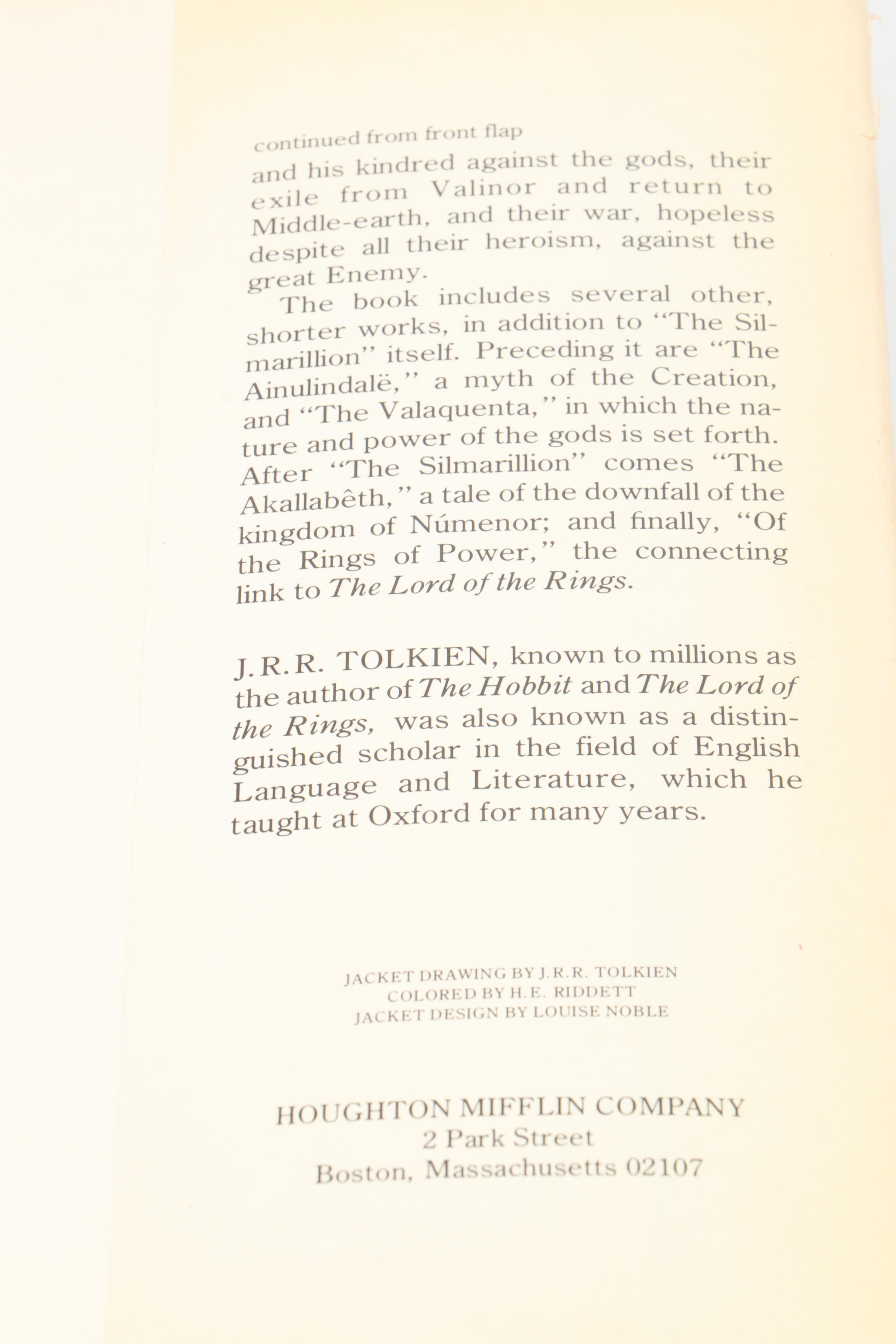 First American Edition "The Silmarillion" by J. R. R. Tolkien with Map, 1977