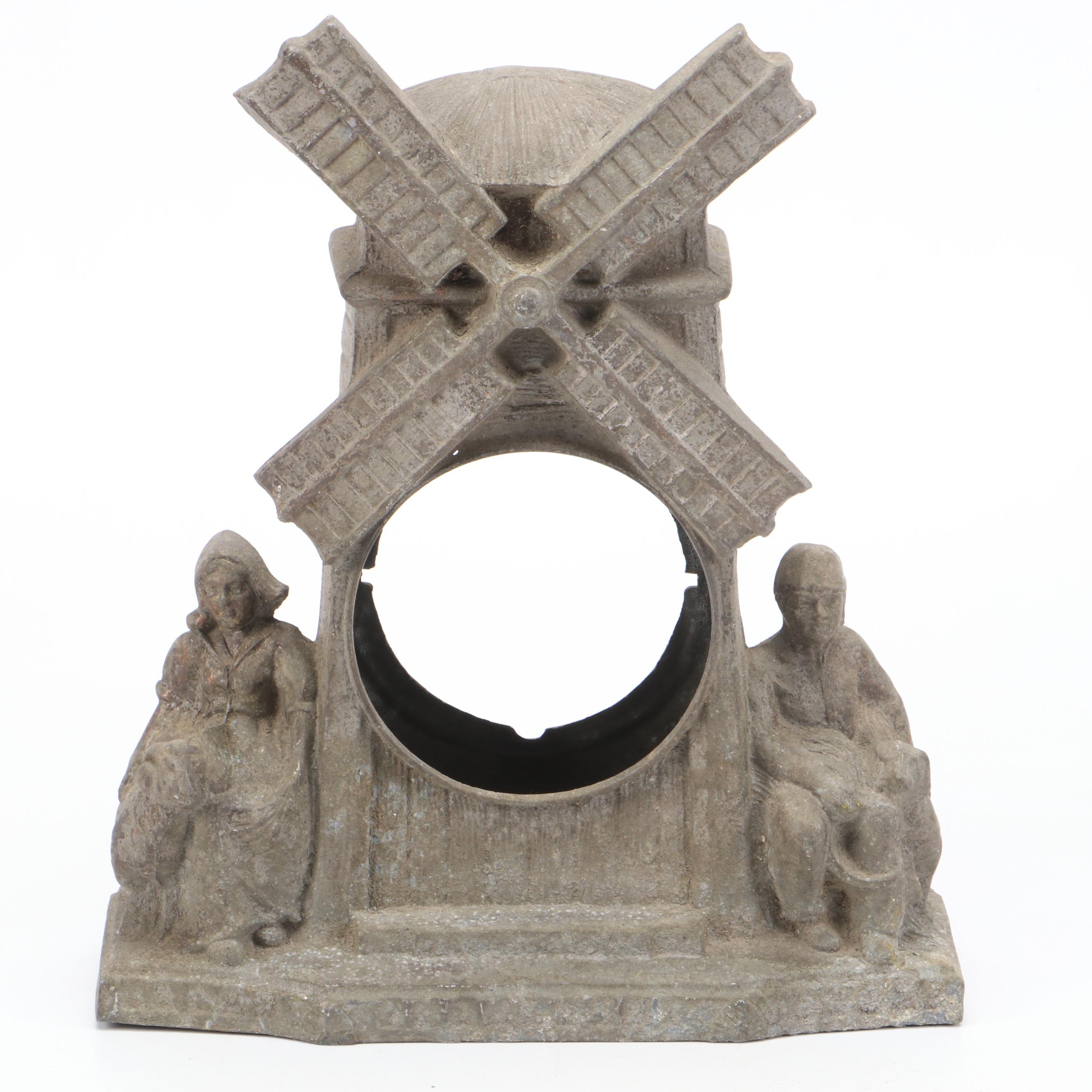 Telechron Chasing Brass Mantel Clock with Bullet Motif and Gibraltar Clock Case