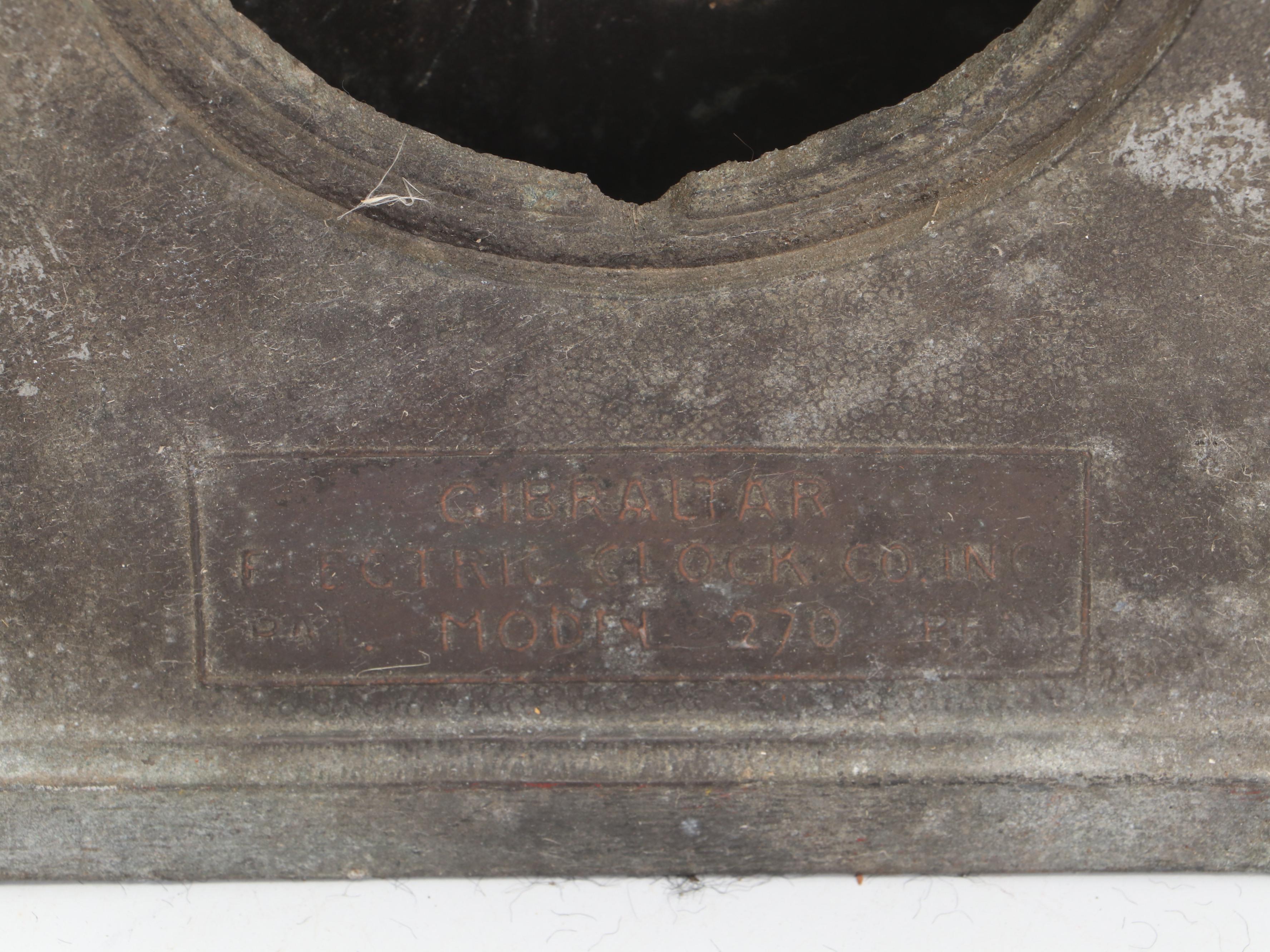 Telechron Chasing Brass Mantel Clock with Bullet Motif and Gibraltar Clock Case