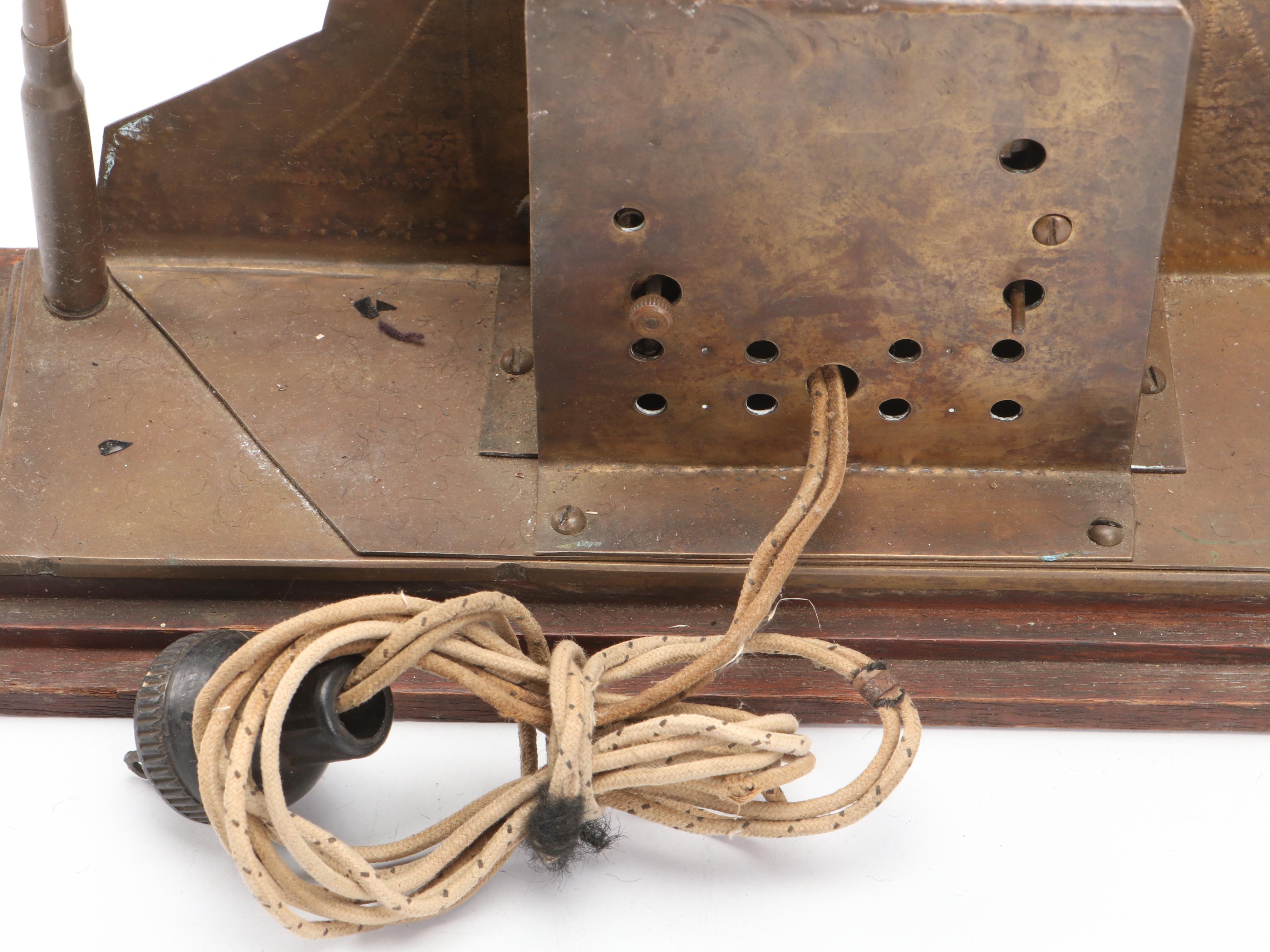 Telechron Chasing Brass Mantel Clock with Bullet Motif and Gibraltar Clock Case