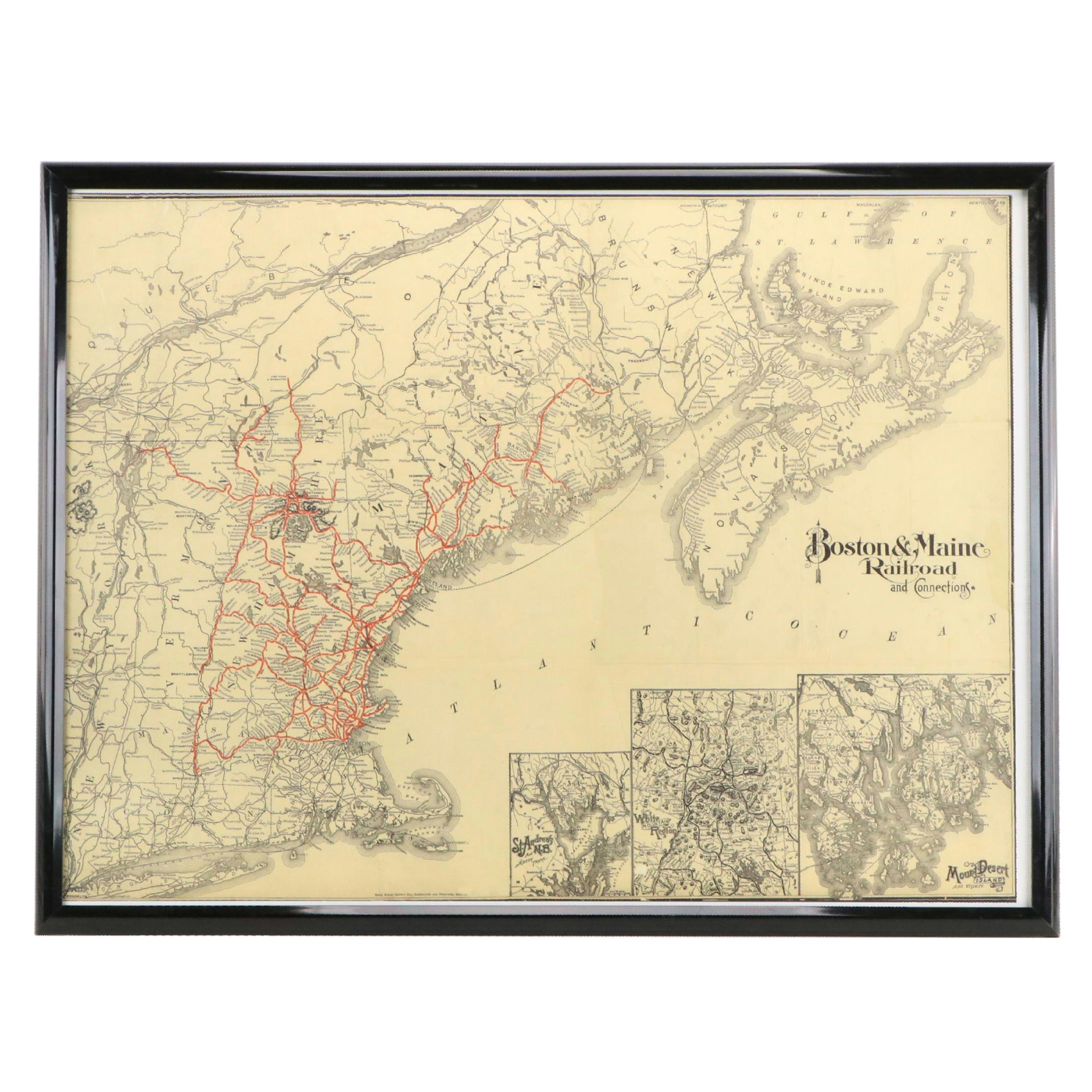 Digital Print Map of "Boston and Maine Railroad and Connections," 21st Century