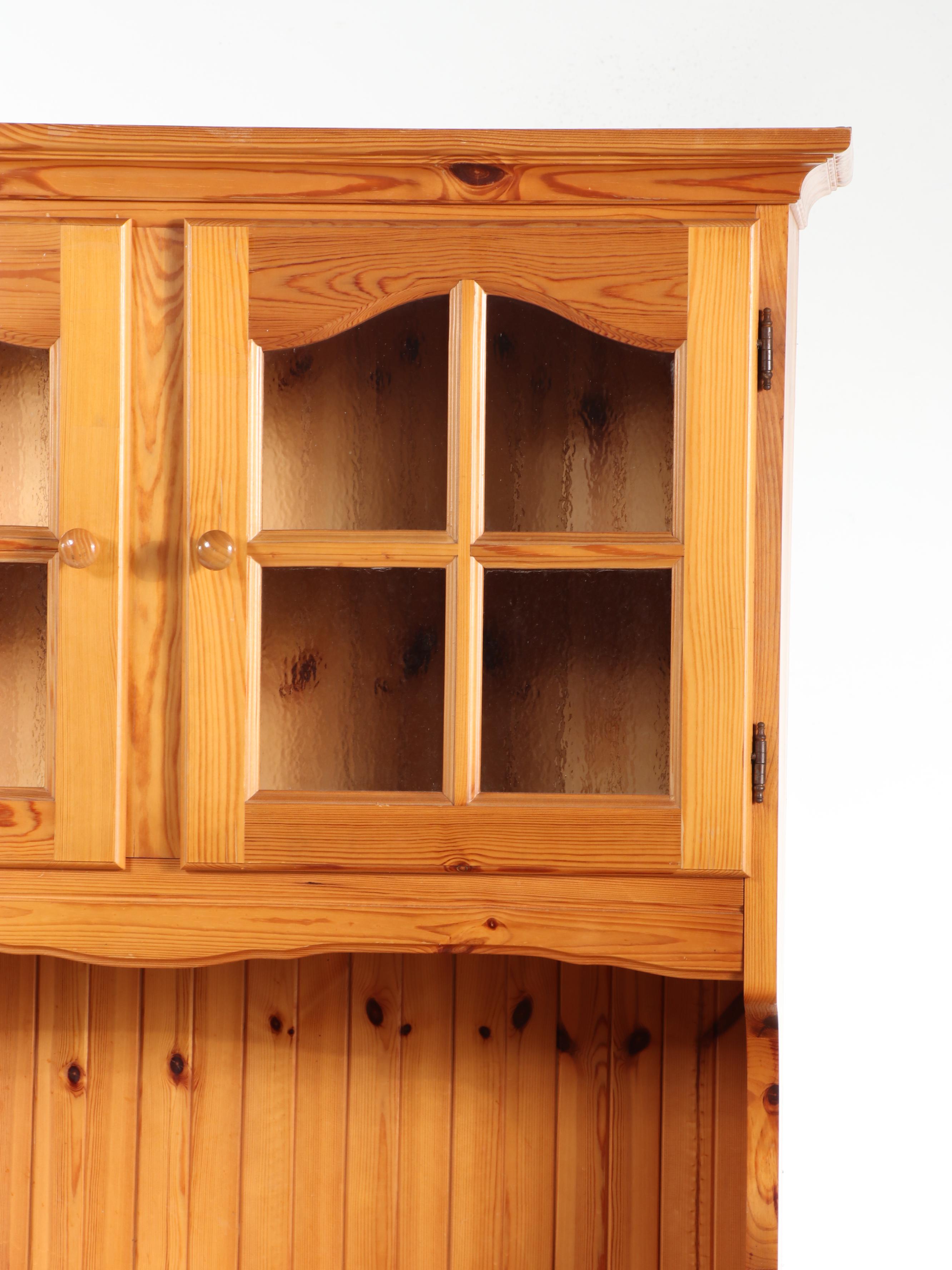 Colonial Style Pine Stepback Cupboard, Late 20th Century