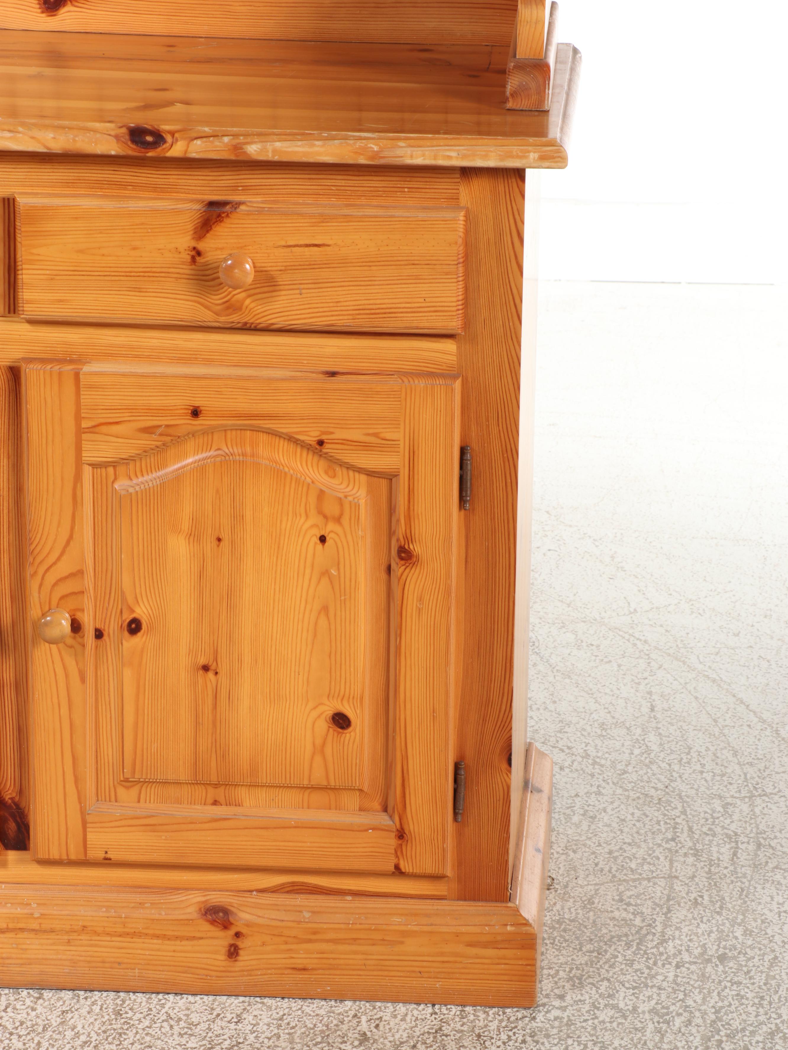 Colonial Style Pine Stepback Cupboard, Late 20th Century