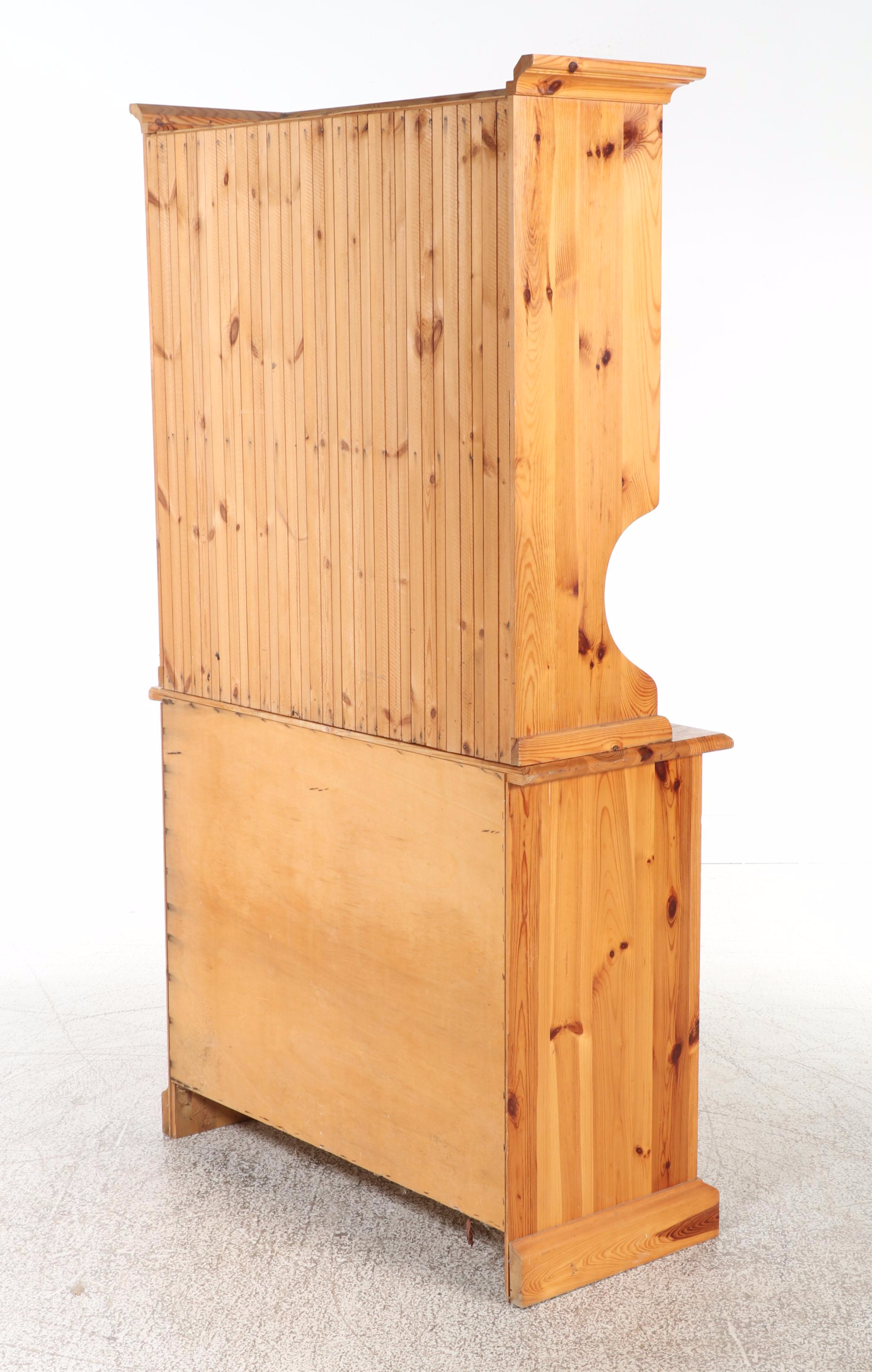 Colonial Style Pine Stepback Cupboard, Late 20th Century