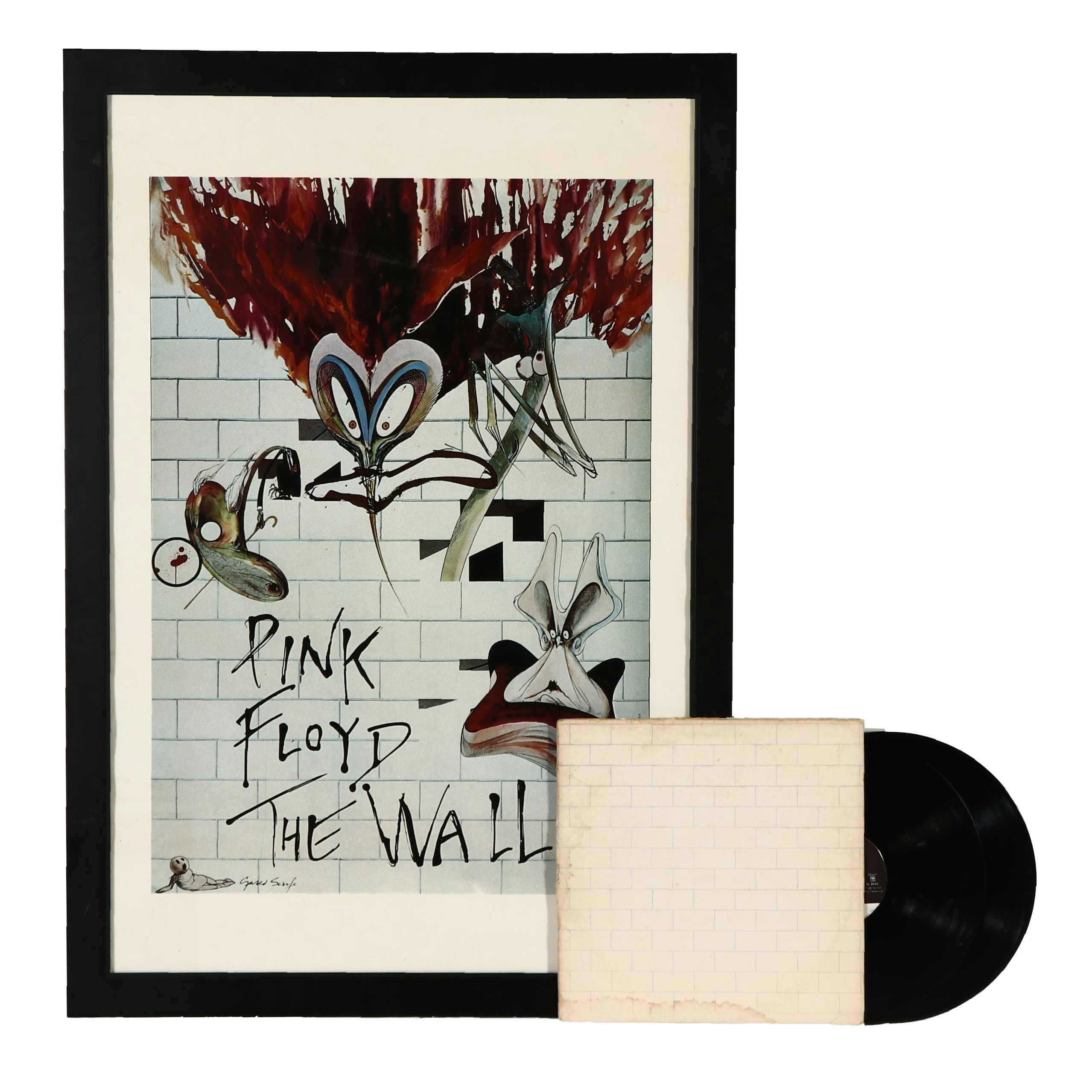 First U.S. Pressing Pink Floyd "The Wall" 1979 Vinyl Record and Poster