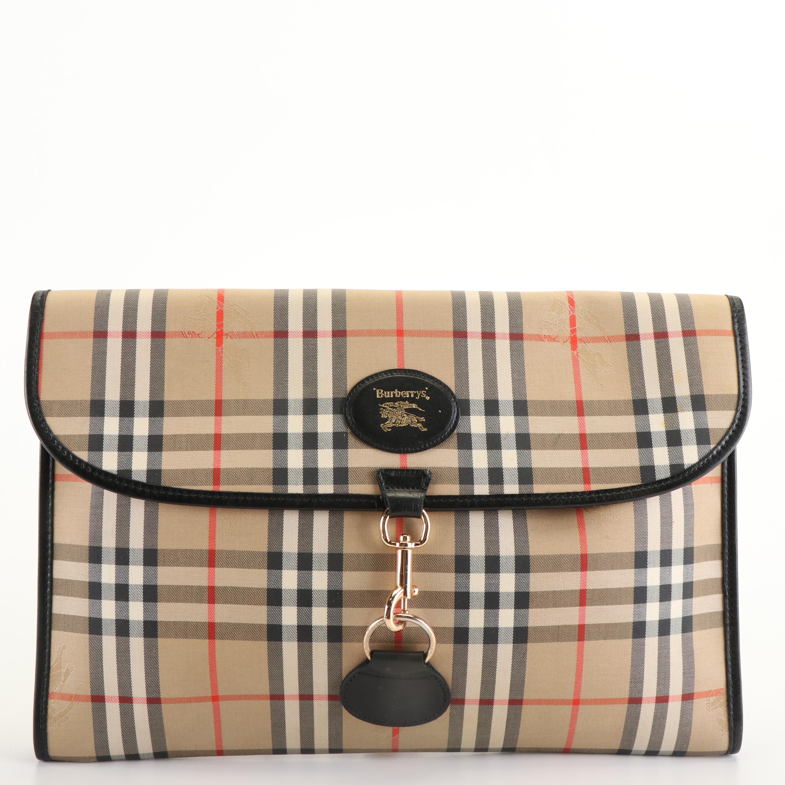 Burberrys Haymarket Business Bag in Canvas and Leather
