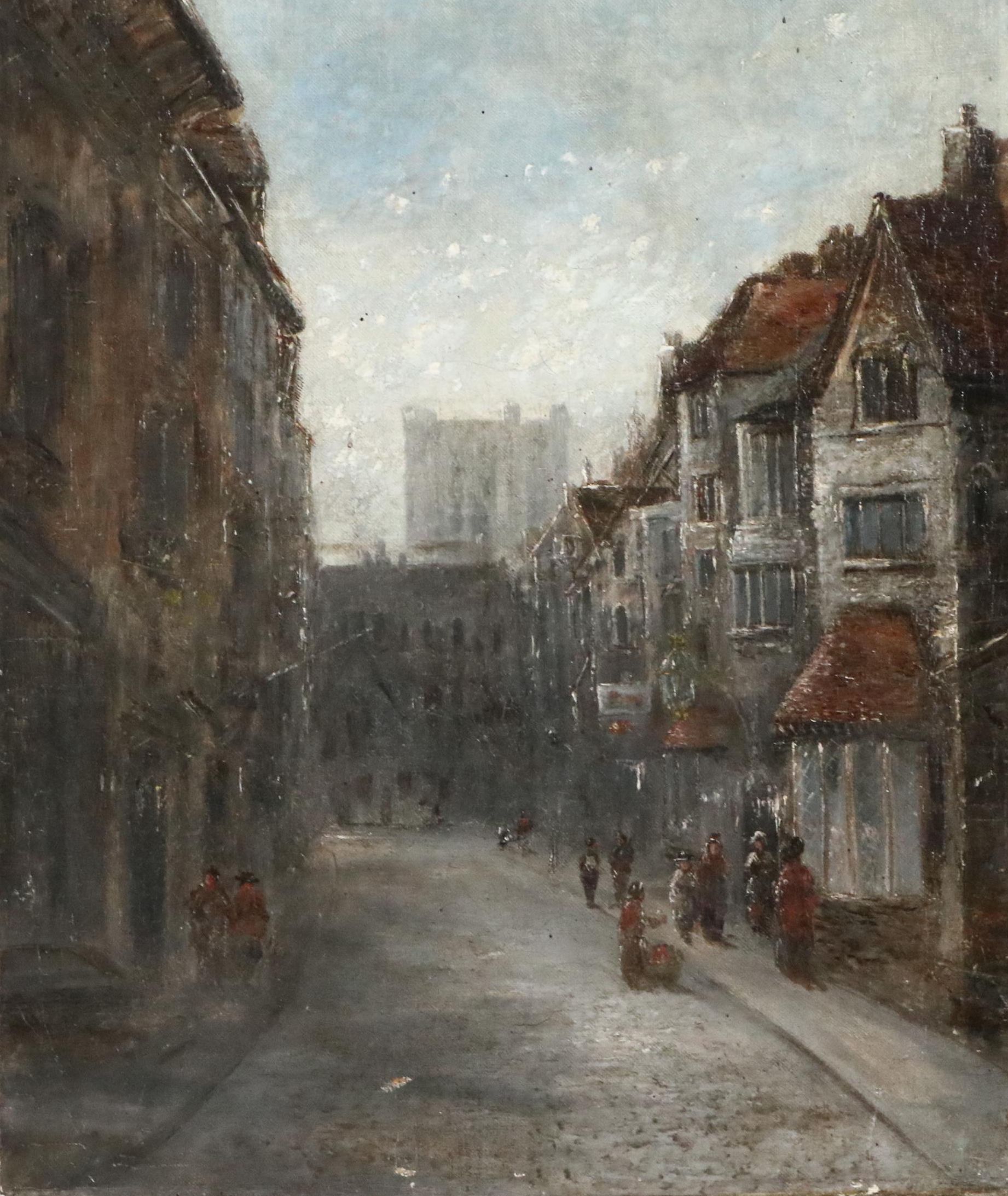 European Cityscape Oil Painting of Street Scene