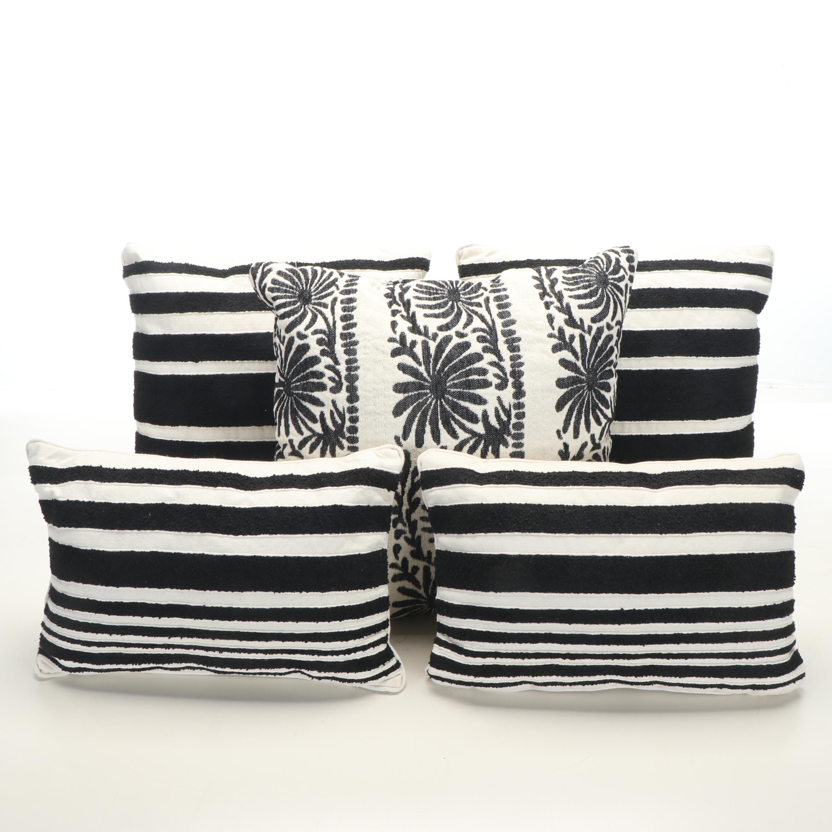 Contemporary Striped and Floral Throw Pillows