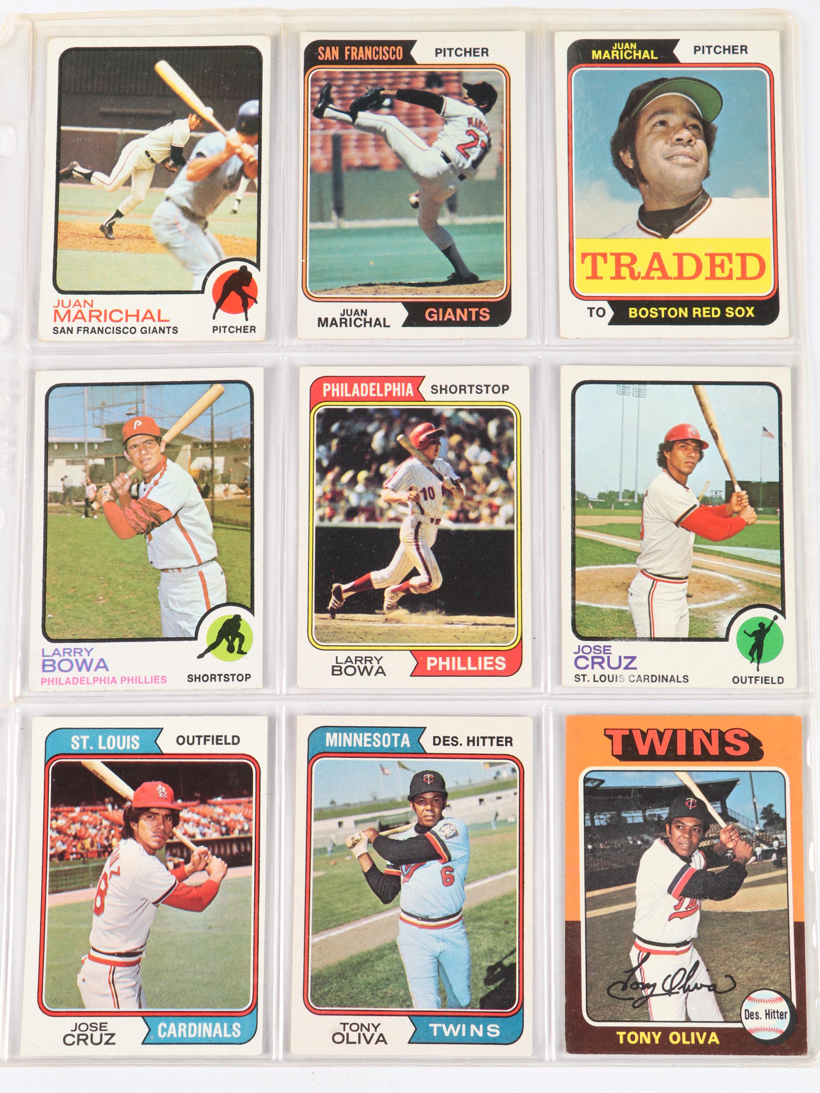 Topps Baseball Cards Featuring Hank Aaron, Bob Gibson, and More, 1970s-1980s