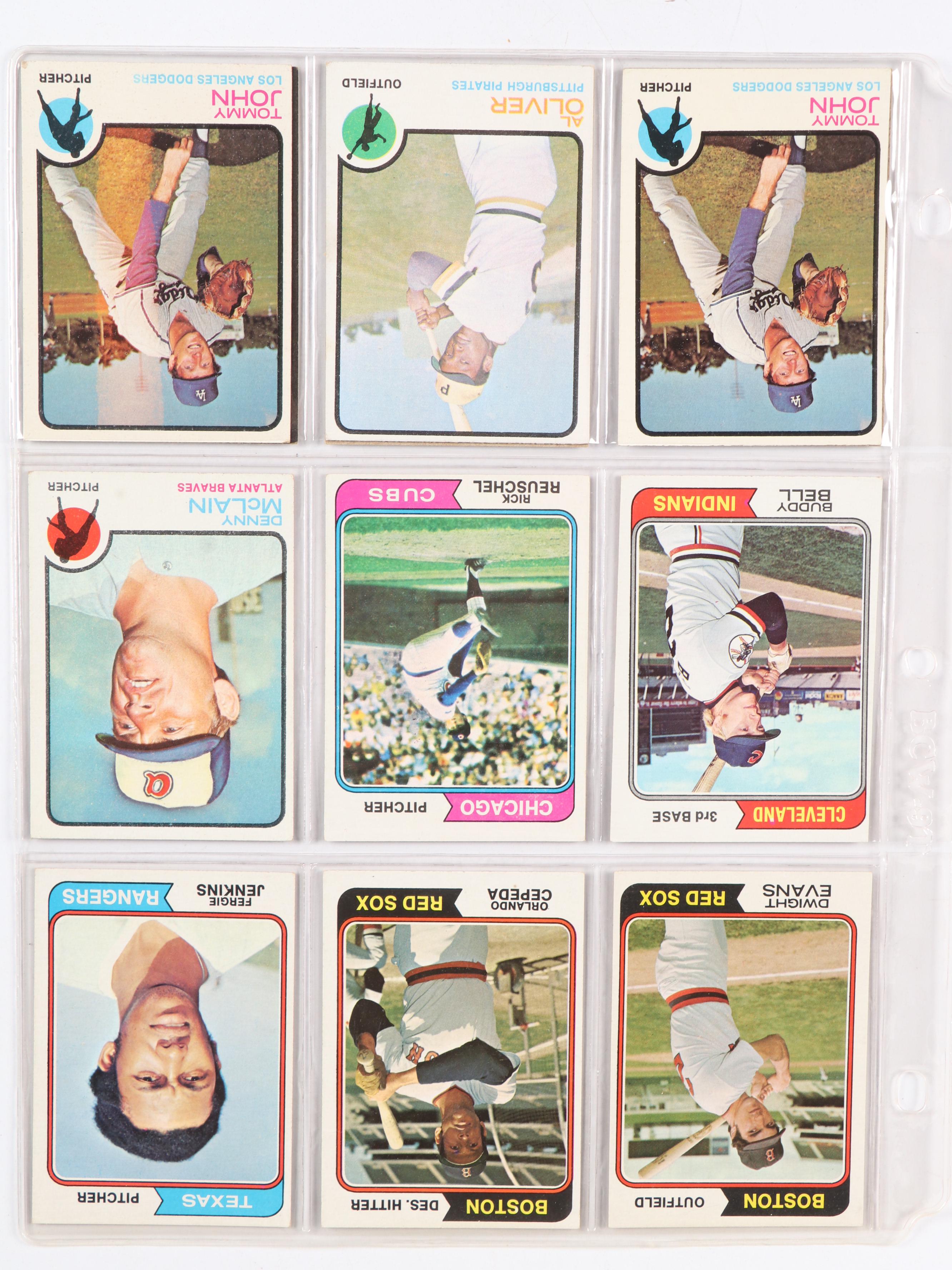Topps Baseball Cards Featuring Hank Aaron, Bob Gibson, and More, 1970s-1980s