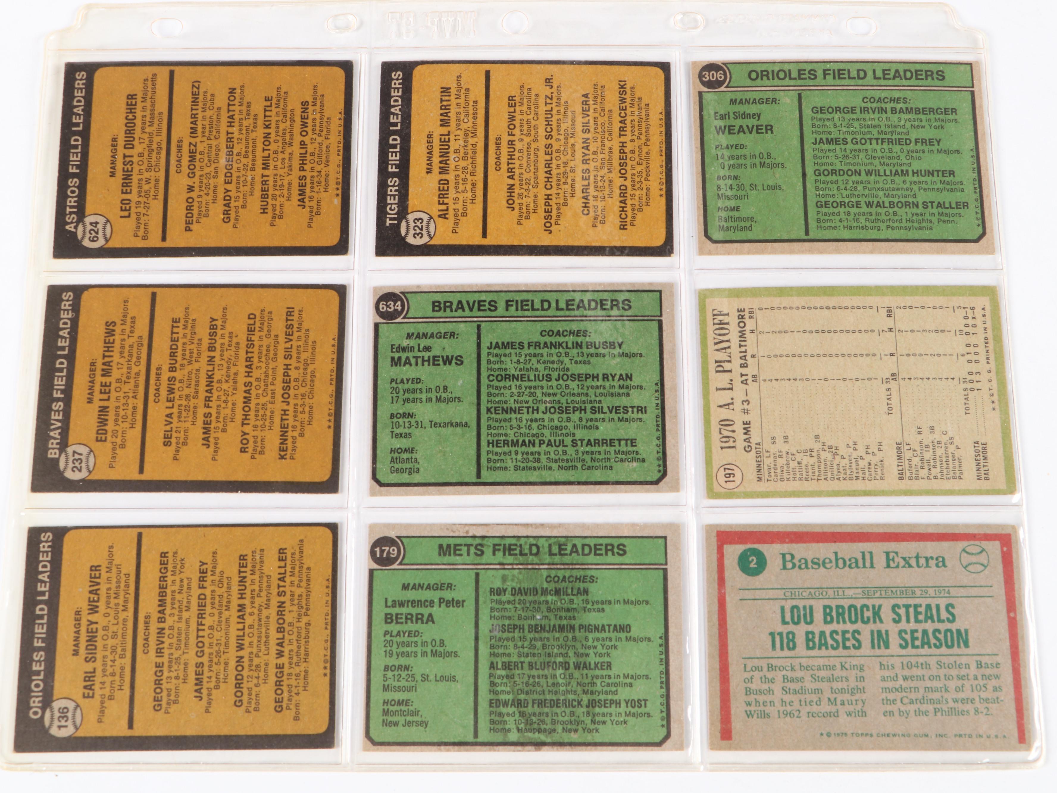 Topps Baseball Cards Featuring Hank Aaron, Bob Gibson, and More, 1970s-1980s