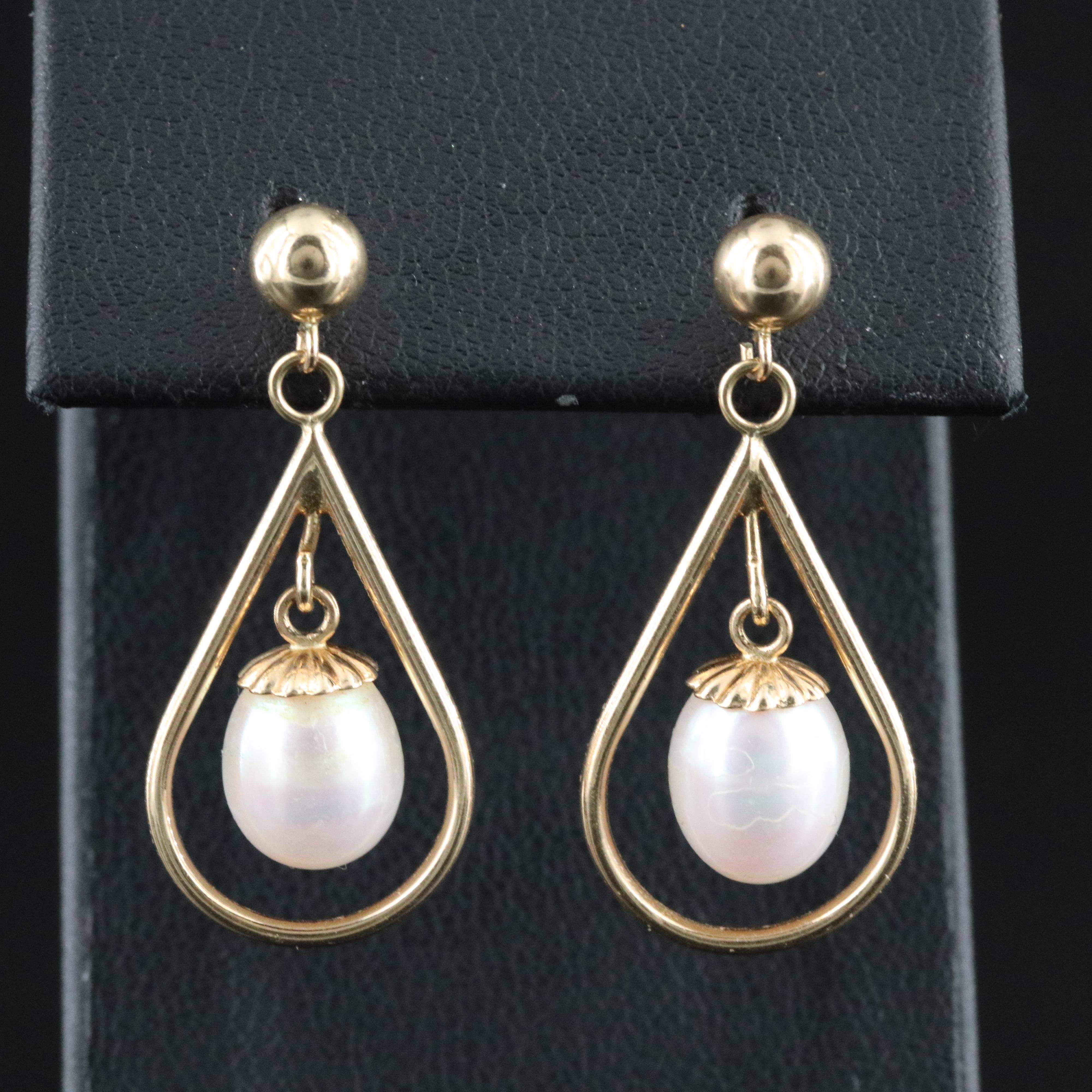 14K Pearl Drop Earrings