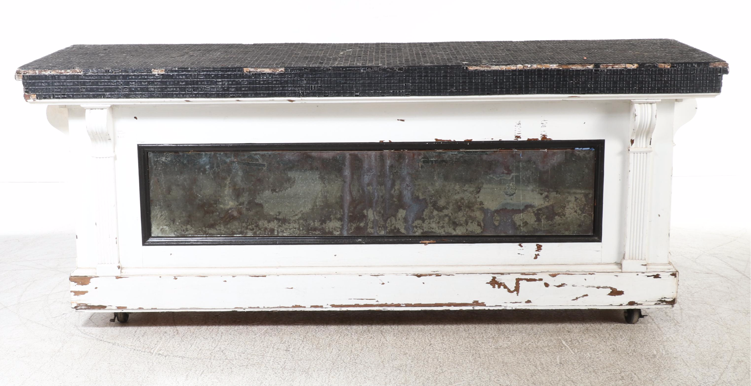 Edwardian Style Painted and Mirrored Front Bar or Counter, Early 20th Century