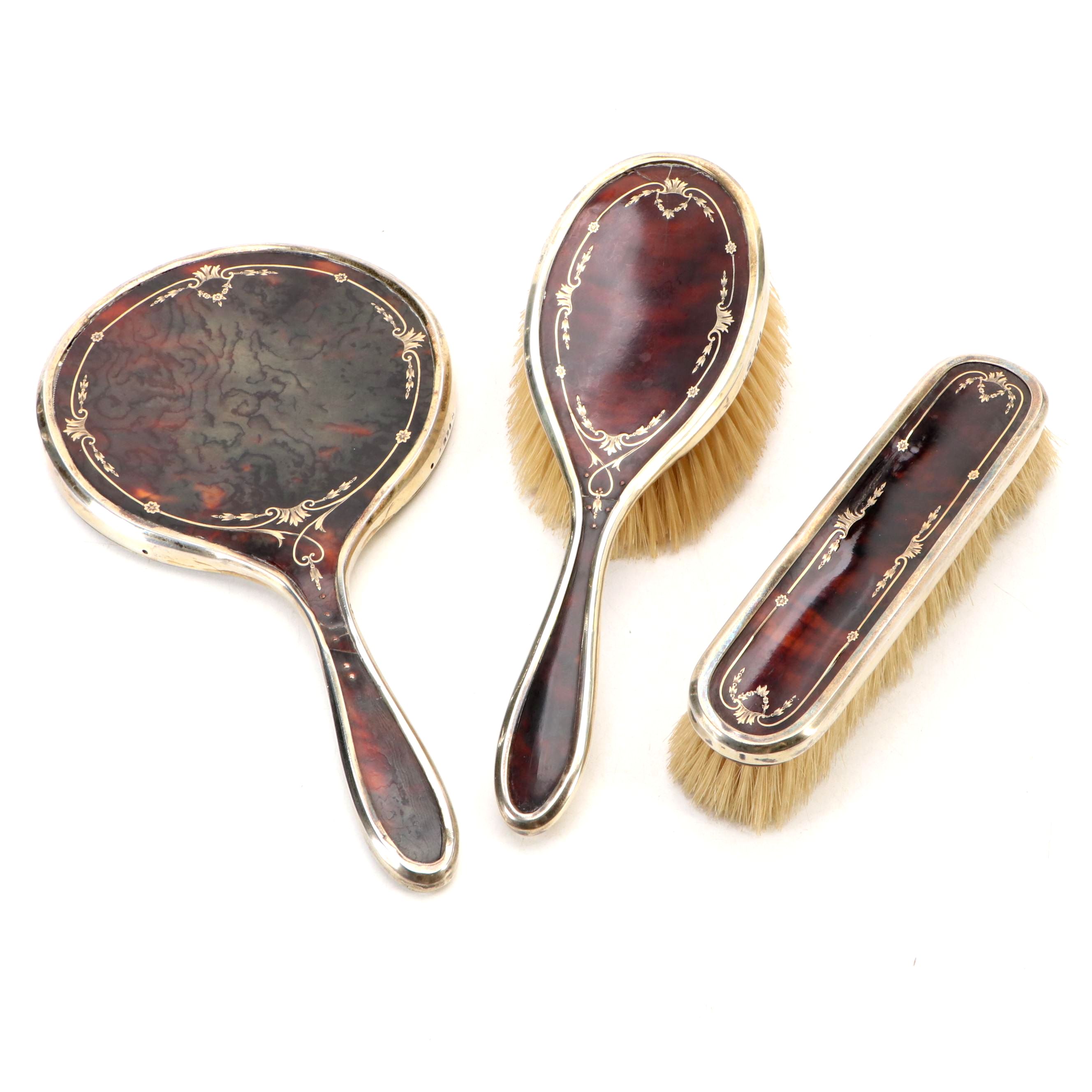 English Charles & Richard Comyns Gilt Sterling & Tortoise Shell Vanity Set, 1926