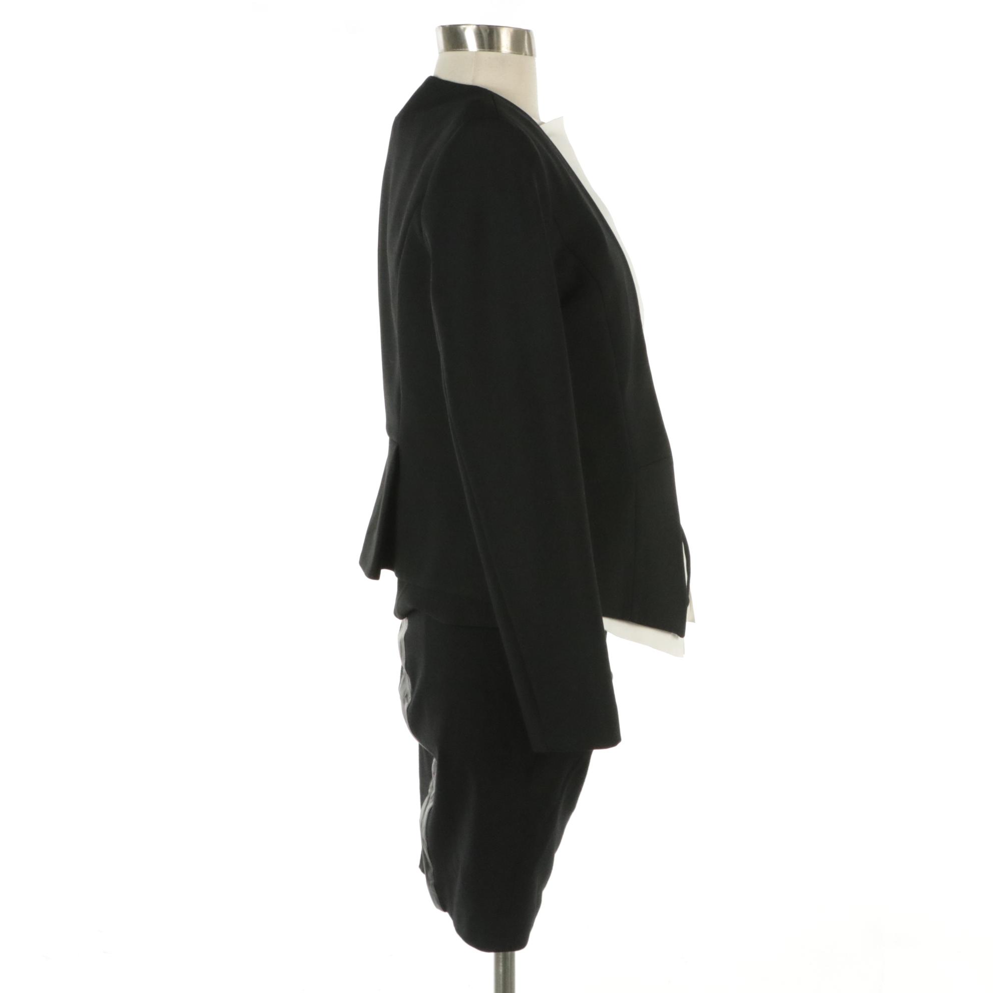 Robert Rodriguez Double-Breasted Blazer, Sleeveless Vest Blouse & Pencil Skirt