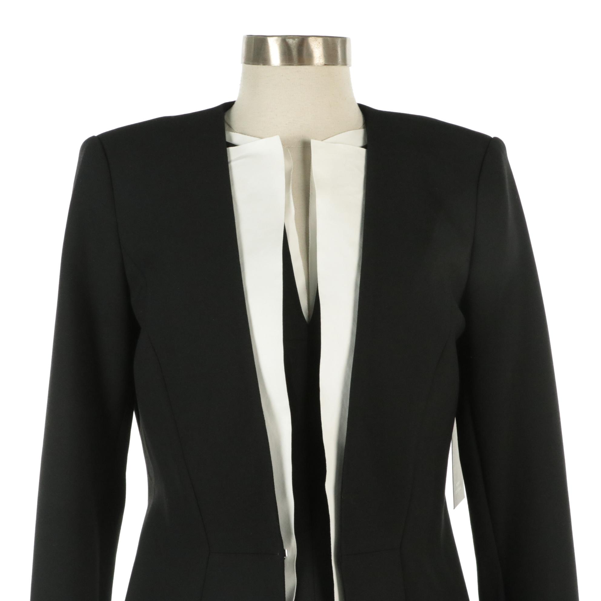 Robert Rodriguez Double-Breasted Blazer, Sleeveless Vest Blouse & Pencil Skirt
