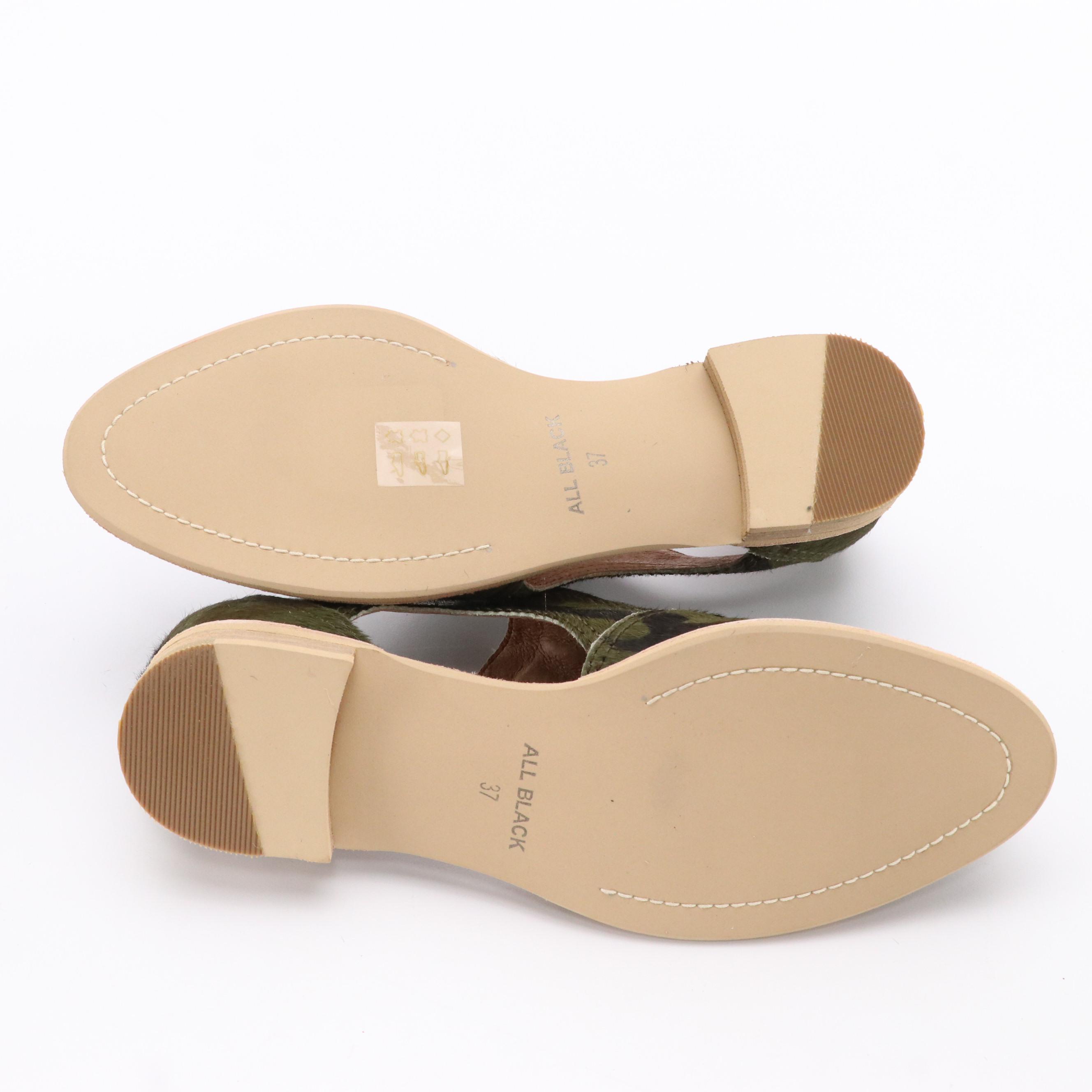 Anthropologie All Black Camo Calf Hair Peekaboo Oxford Shoes in Box