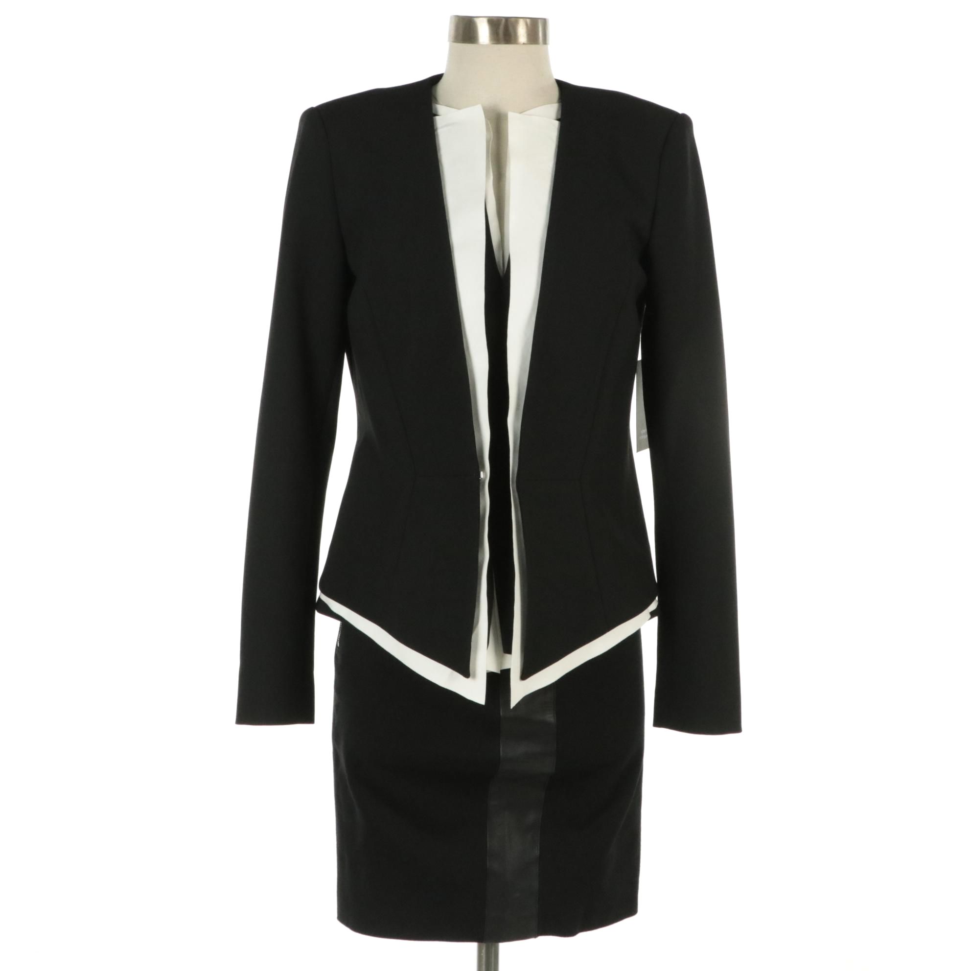 Robert Rodriguez Double-Breasted Blazer, Sleeveless Vest Blouse & Pencil Skirt