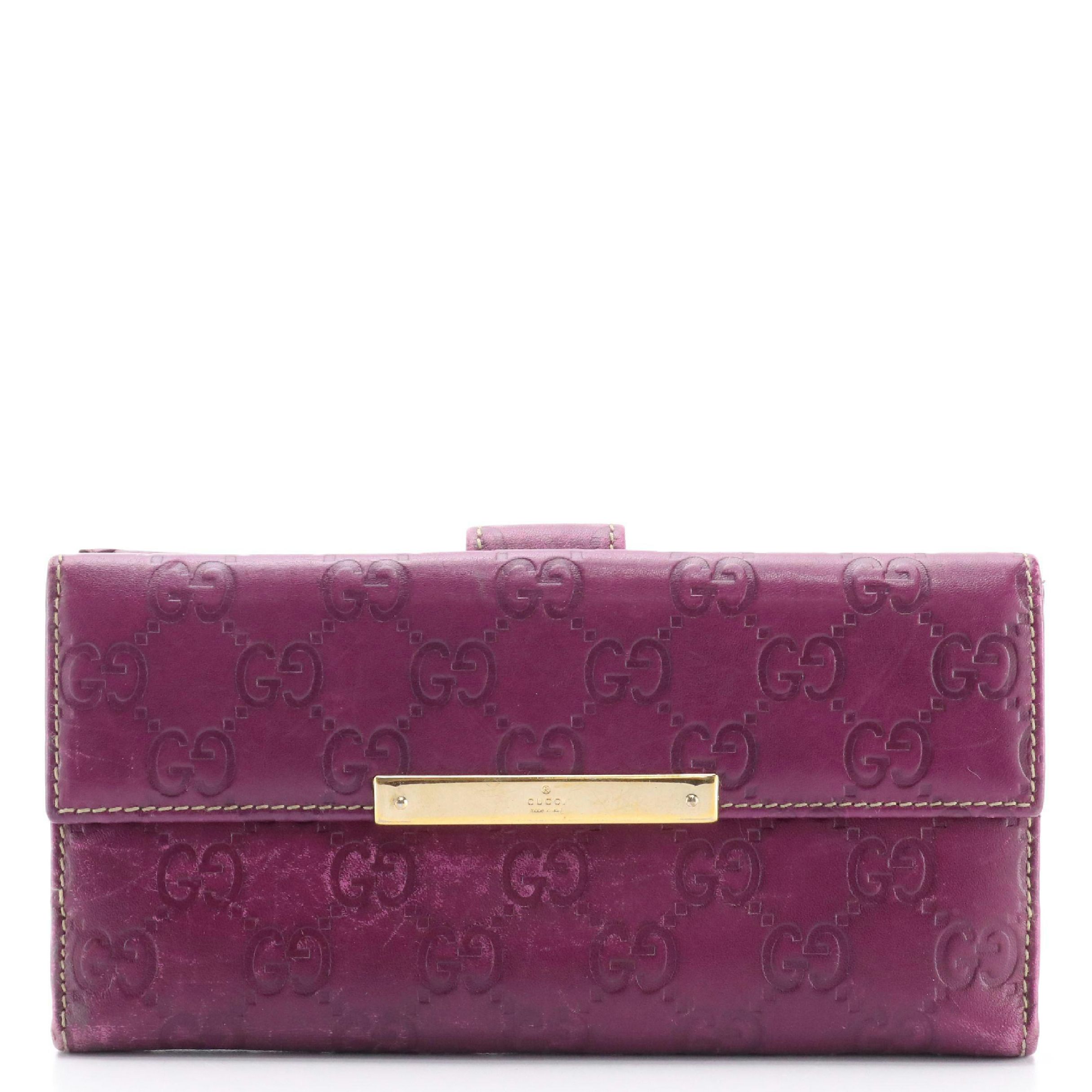 Gucci Continental Wallet in Purple Guccissima Leather