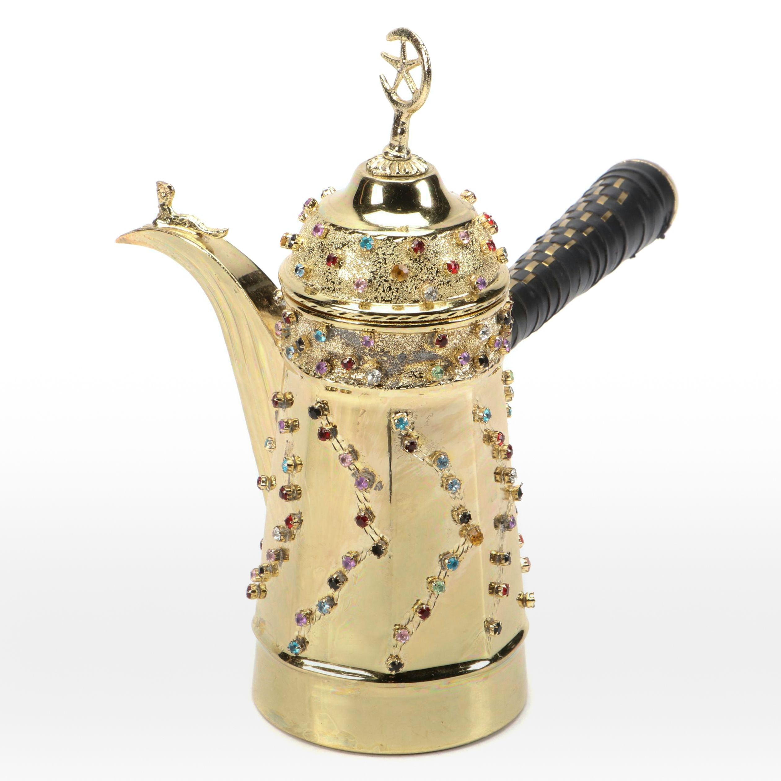 Embellished Gold Wash Metal Dallah