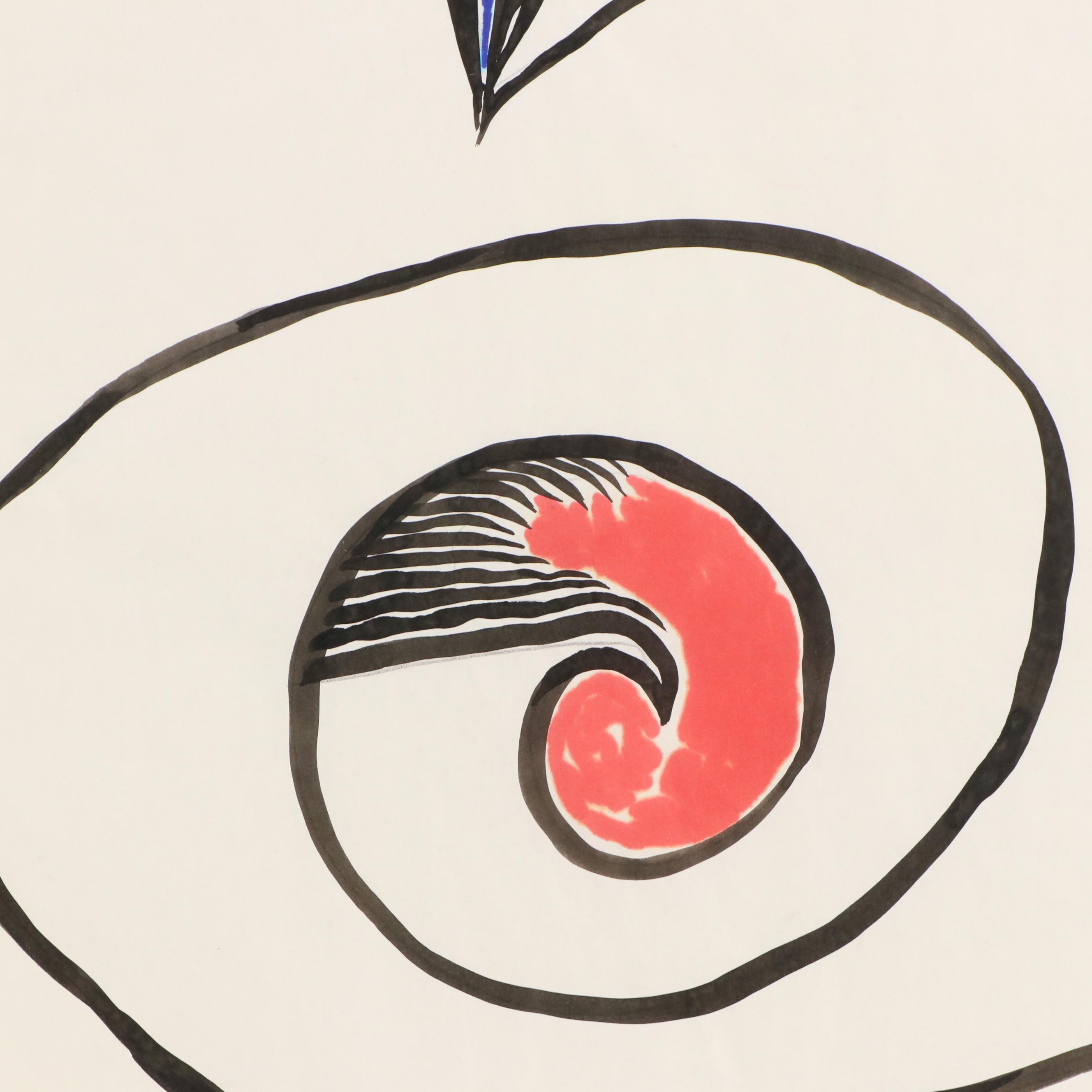 Achillo “Achi” Sullo Modern Biomorphic Drawing, Mid-Late 20th Century