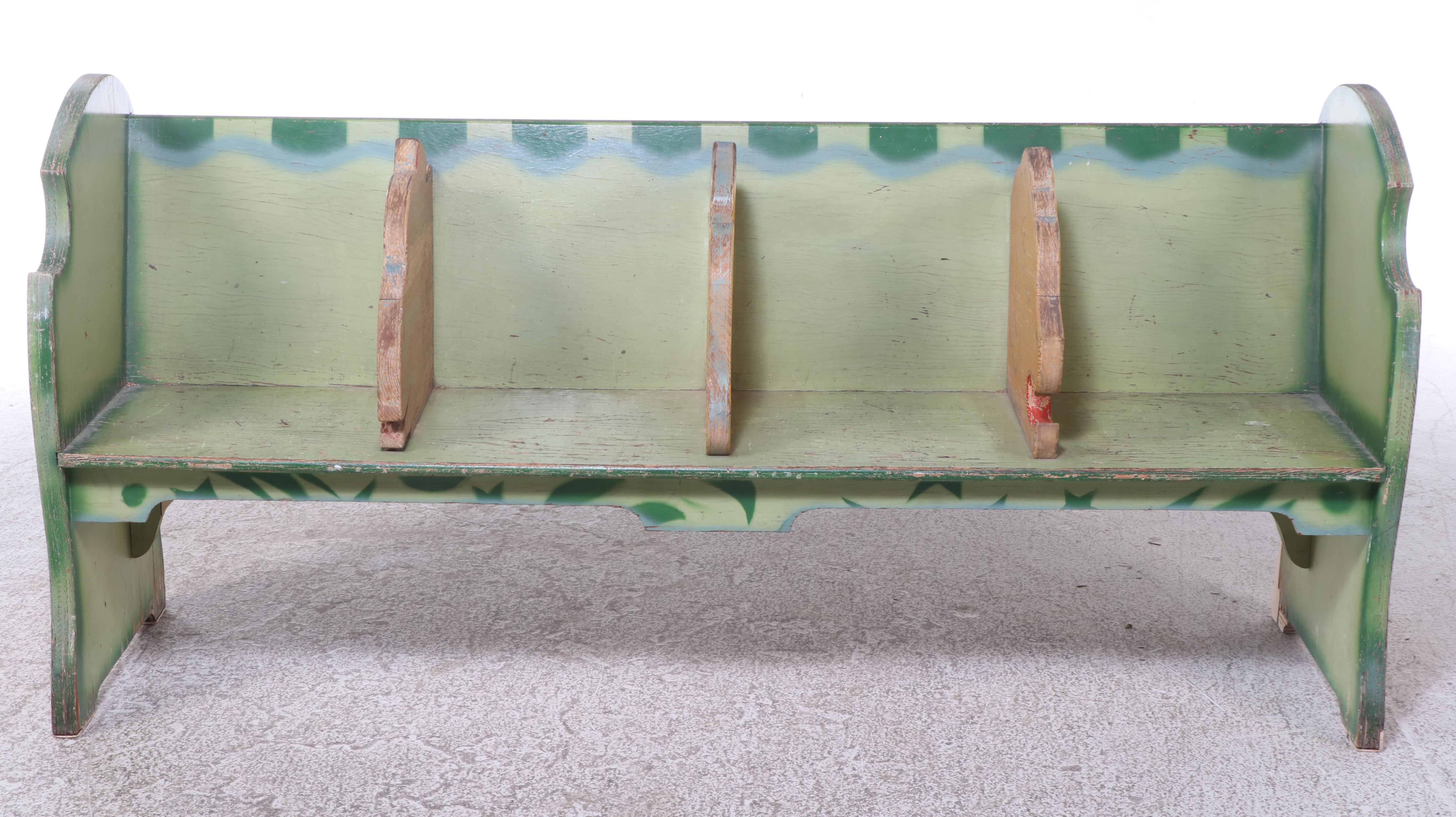 "Weatherbird Shoes" Paint-Decorated Child's Shoe Fitting Bench