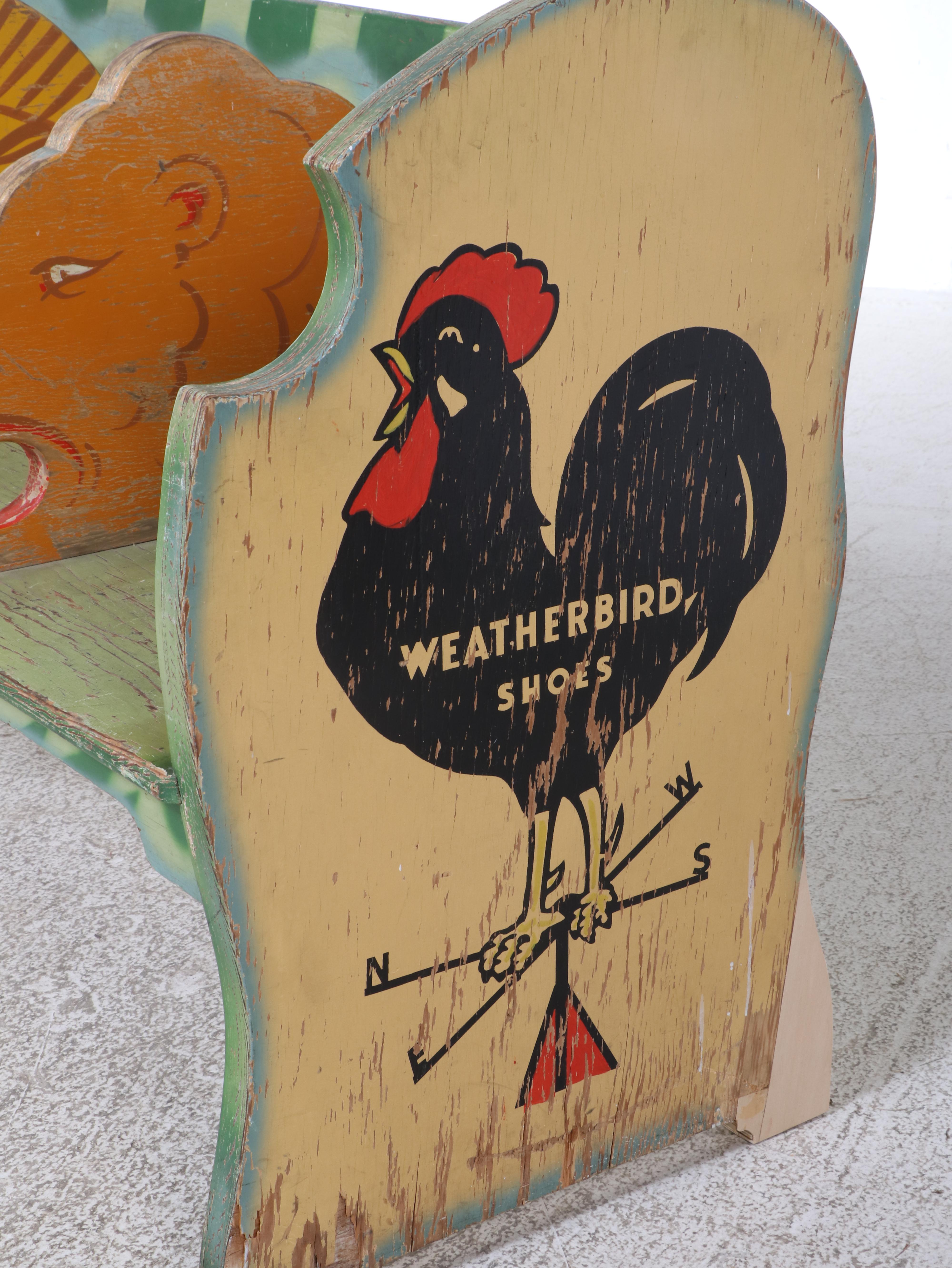 "Weatherbird Shoes" Paint-Decorated Child's Shoe Fitting Bench