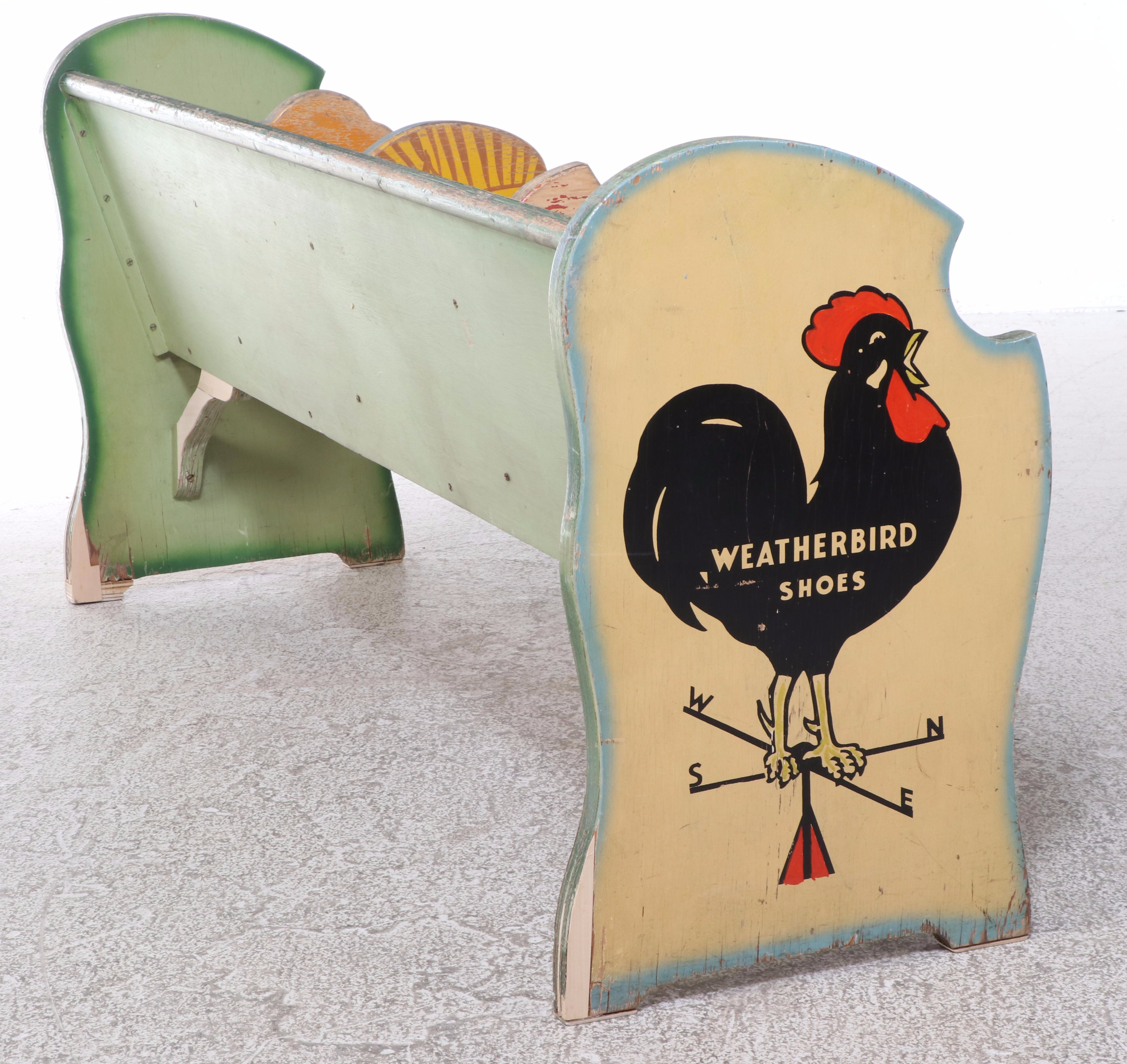 "Weatherbird Shoes" Paint-Decorated Child's Shoe Fitting Bench