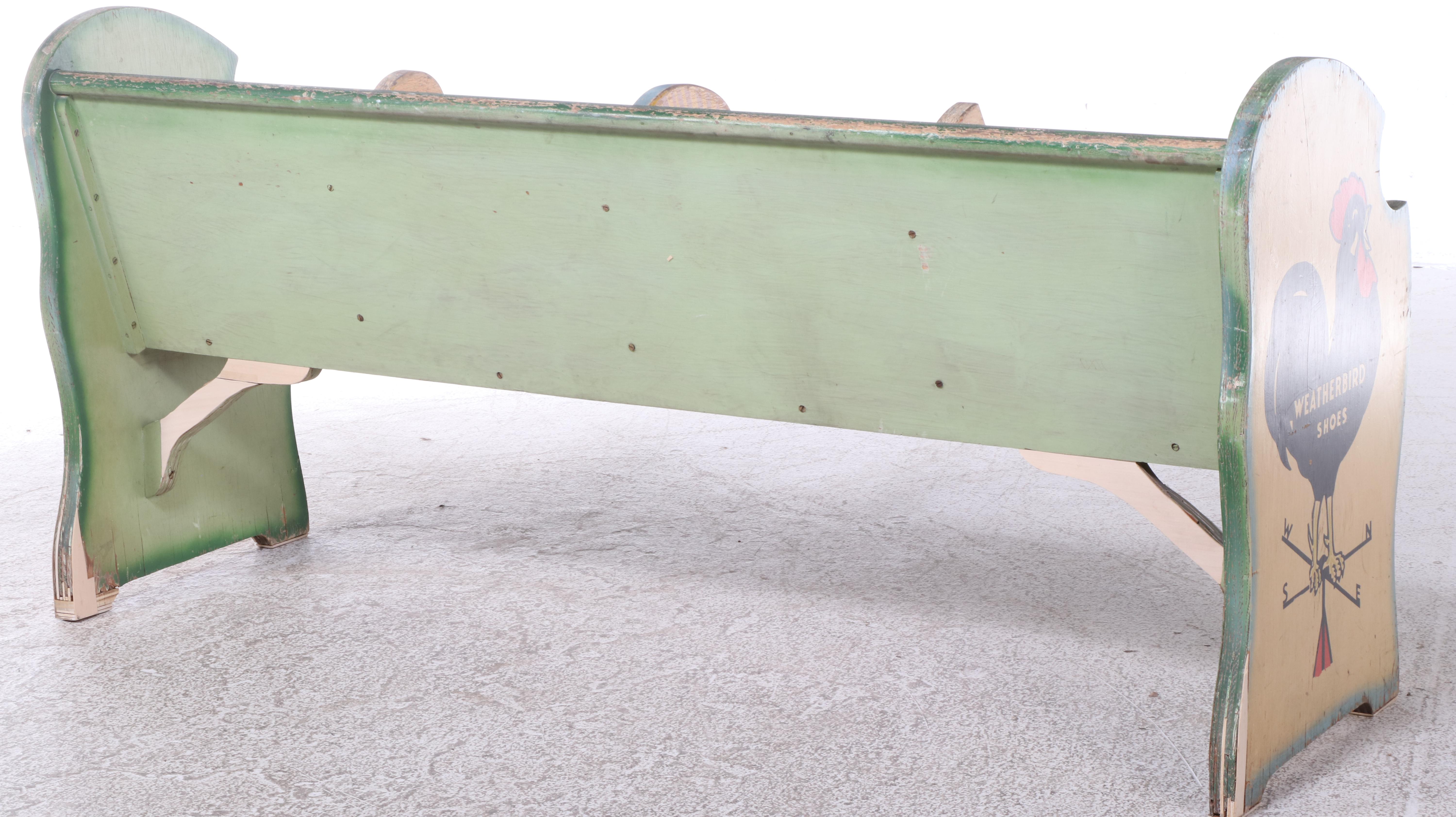 "Weatherbird Shoes" Paint-Decorated Child's Shoe Fitting Bench