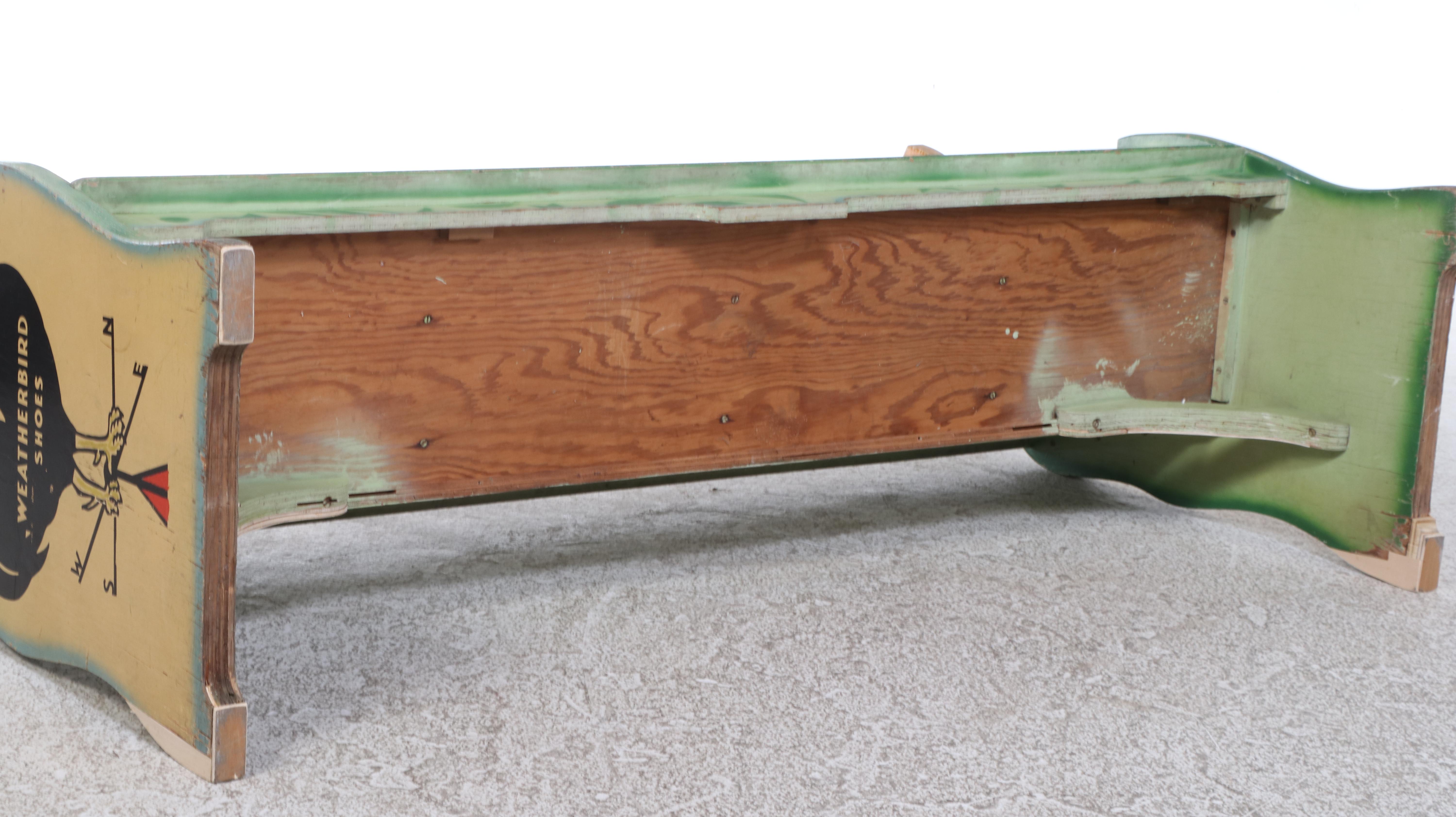 "Weatherbird Shoes" Paint-Decorated Child's Shoe Fitting Bench