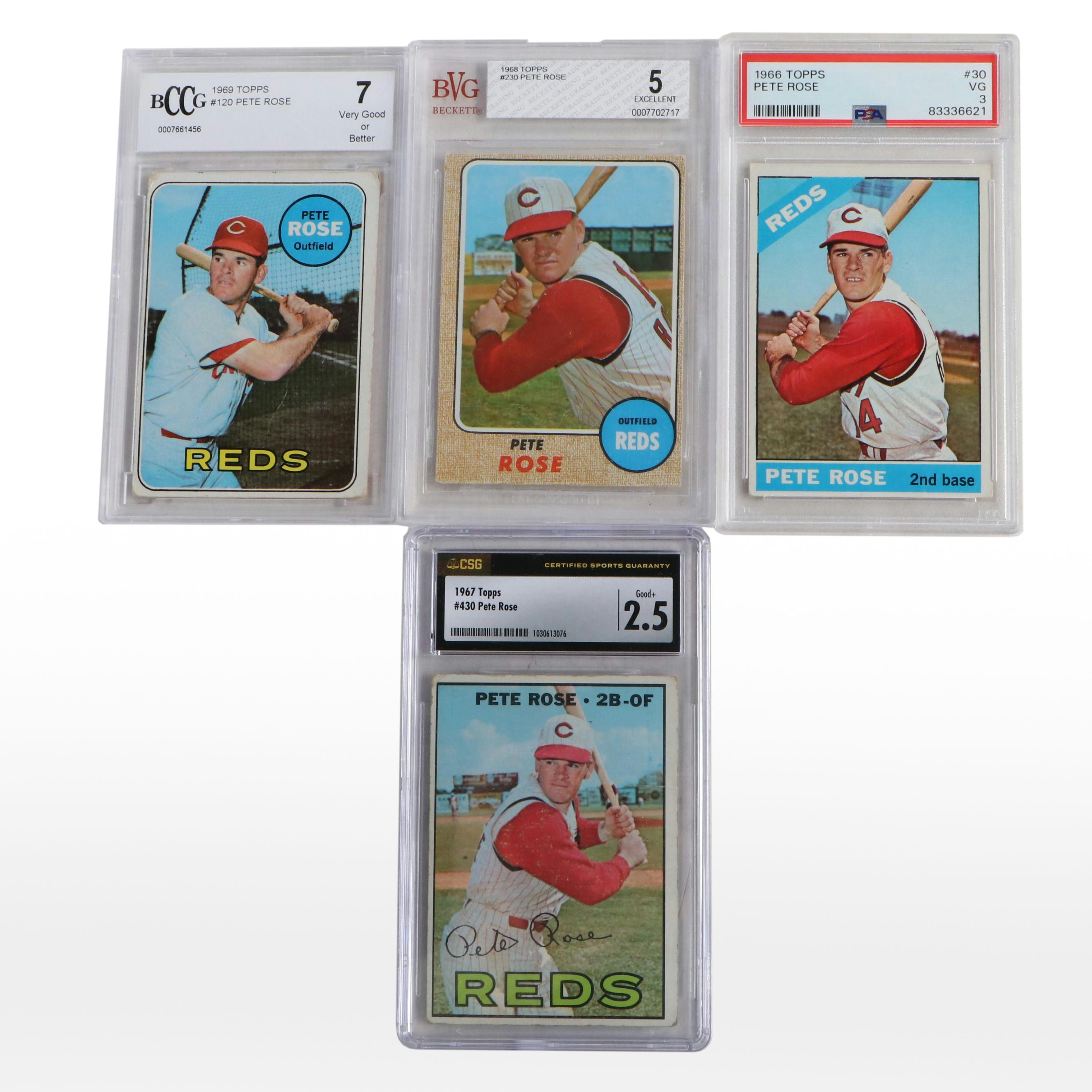1960s Topps Pete Rose Graded Cincinnati Reds Baseball Cards