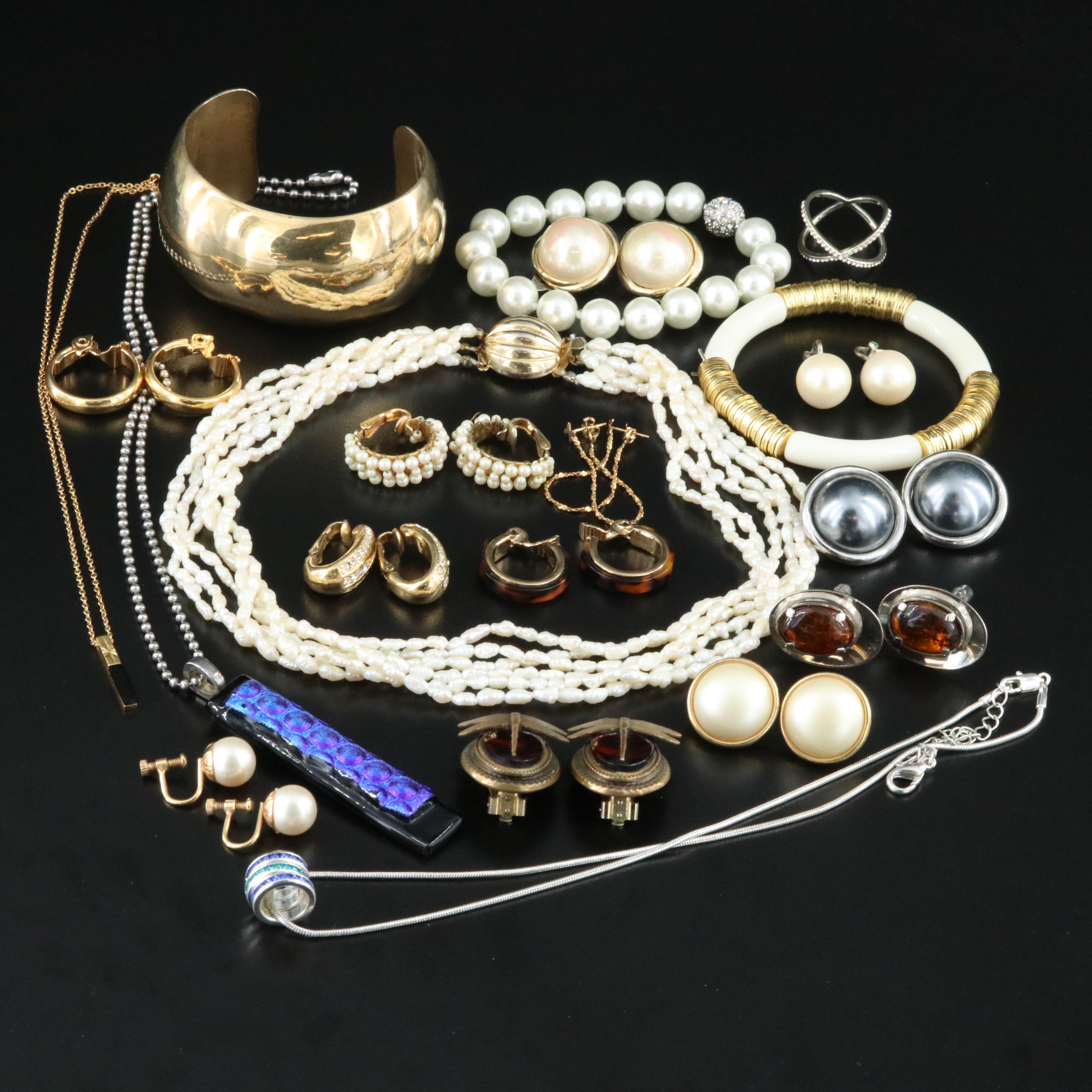 Dragonfly and Trifari Clip Earrings Featured with Assorted Jewelry