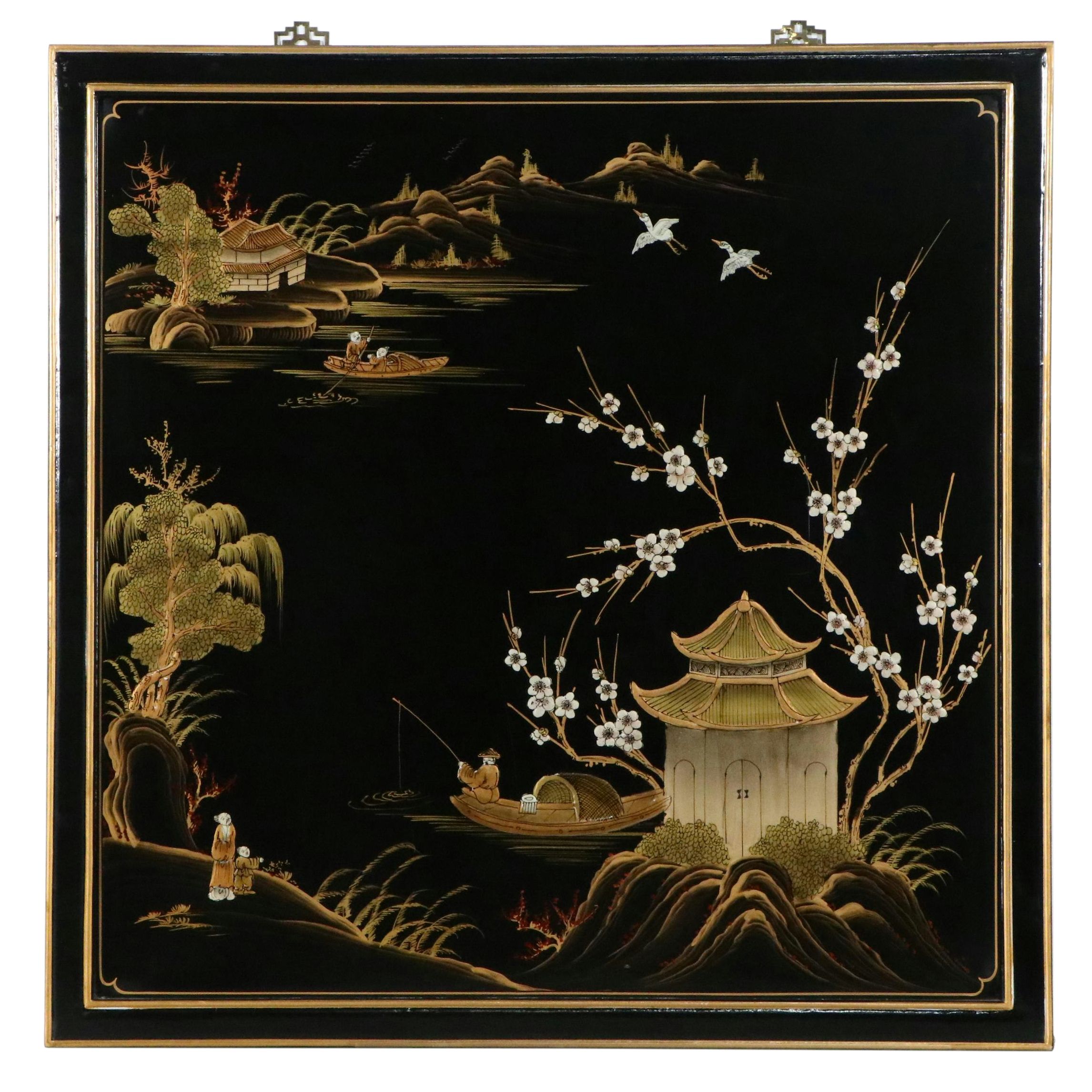 Chinese Lacquerware Landscape Panel