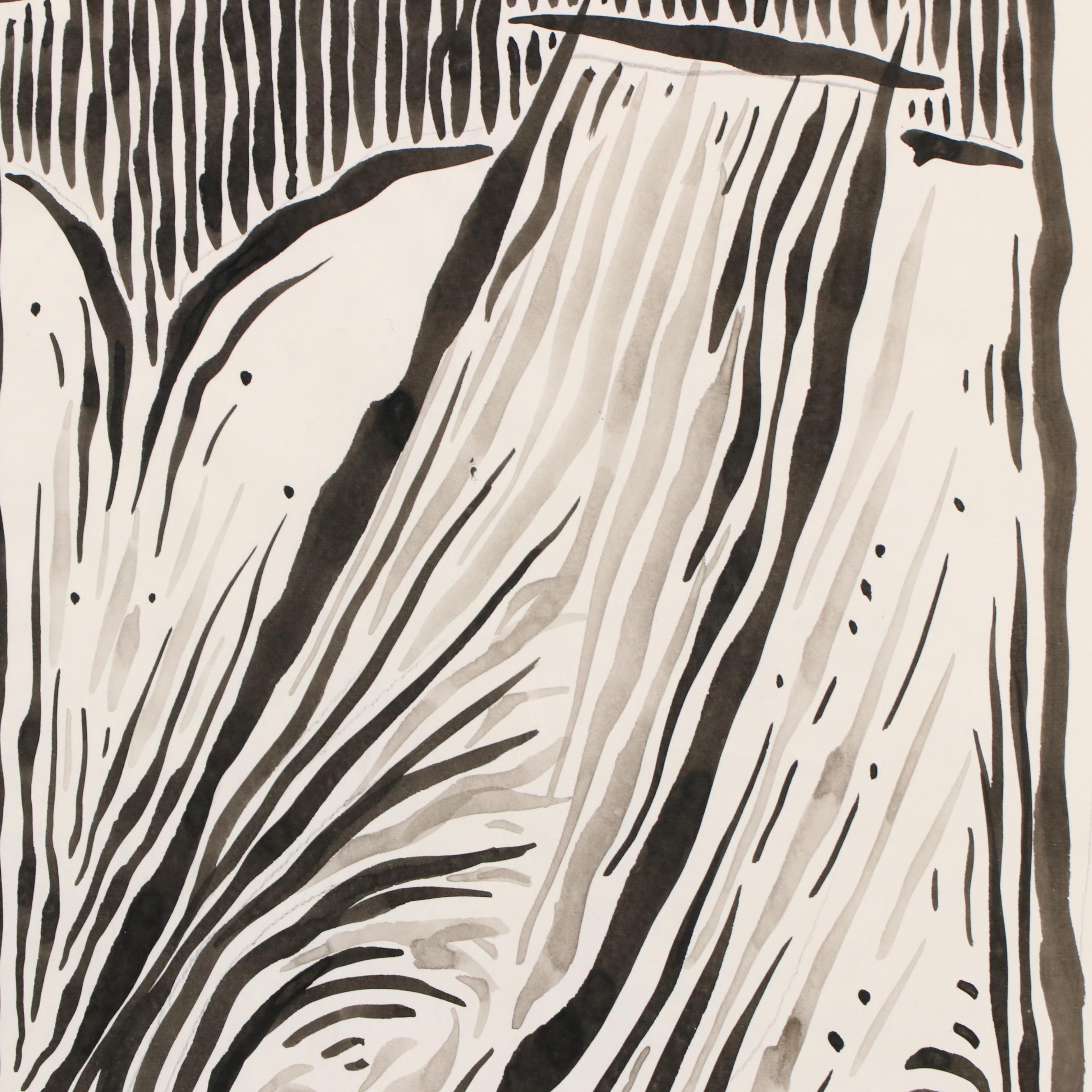 Achillo “Achi” Sullo Modern Biomorphic Ink Wash Painting, Mid-Late 20th Century