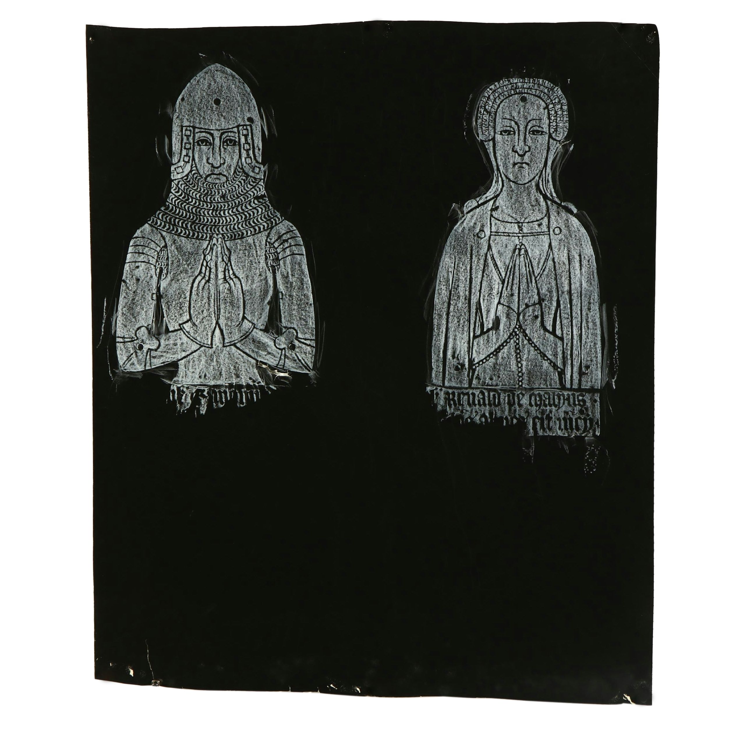 Brass Rubbing of a Knight and Lady, Late 20th Century