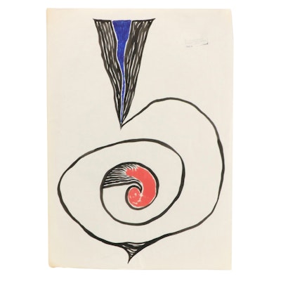 Achillo “Achi” Sullo Modern Biomorphic Drawing, Mid-Late 20th Century Achillo “Achi” Sullo Modern Biomorphic Drawing, Mid-Late 20th Century