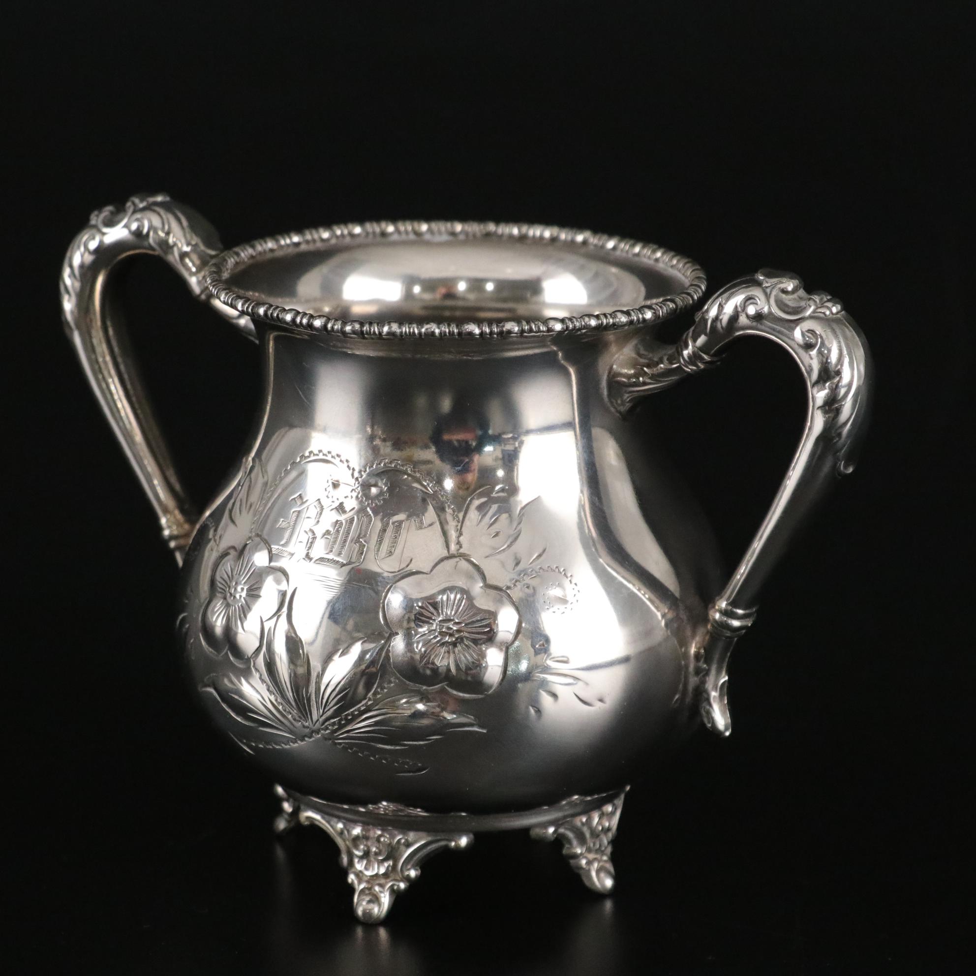 Silver Plated Sugar Bowl, Toothpick Holder & Candy Dish with Cobalt Glass Liner