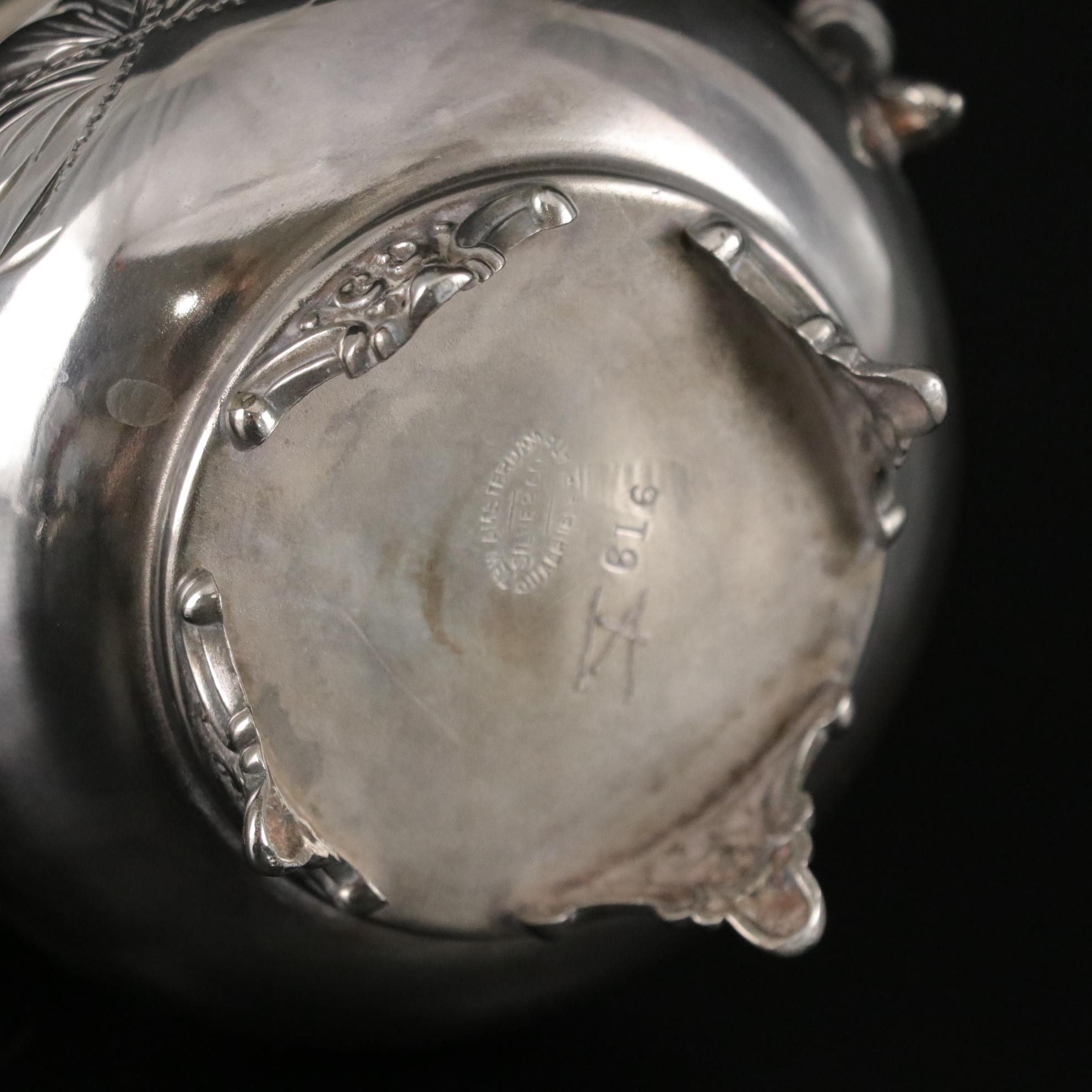 Silver Plated Sugar Bowl, Toothpick Holder & Candy Dish with Cobalt Glass Liner