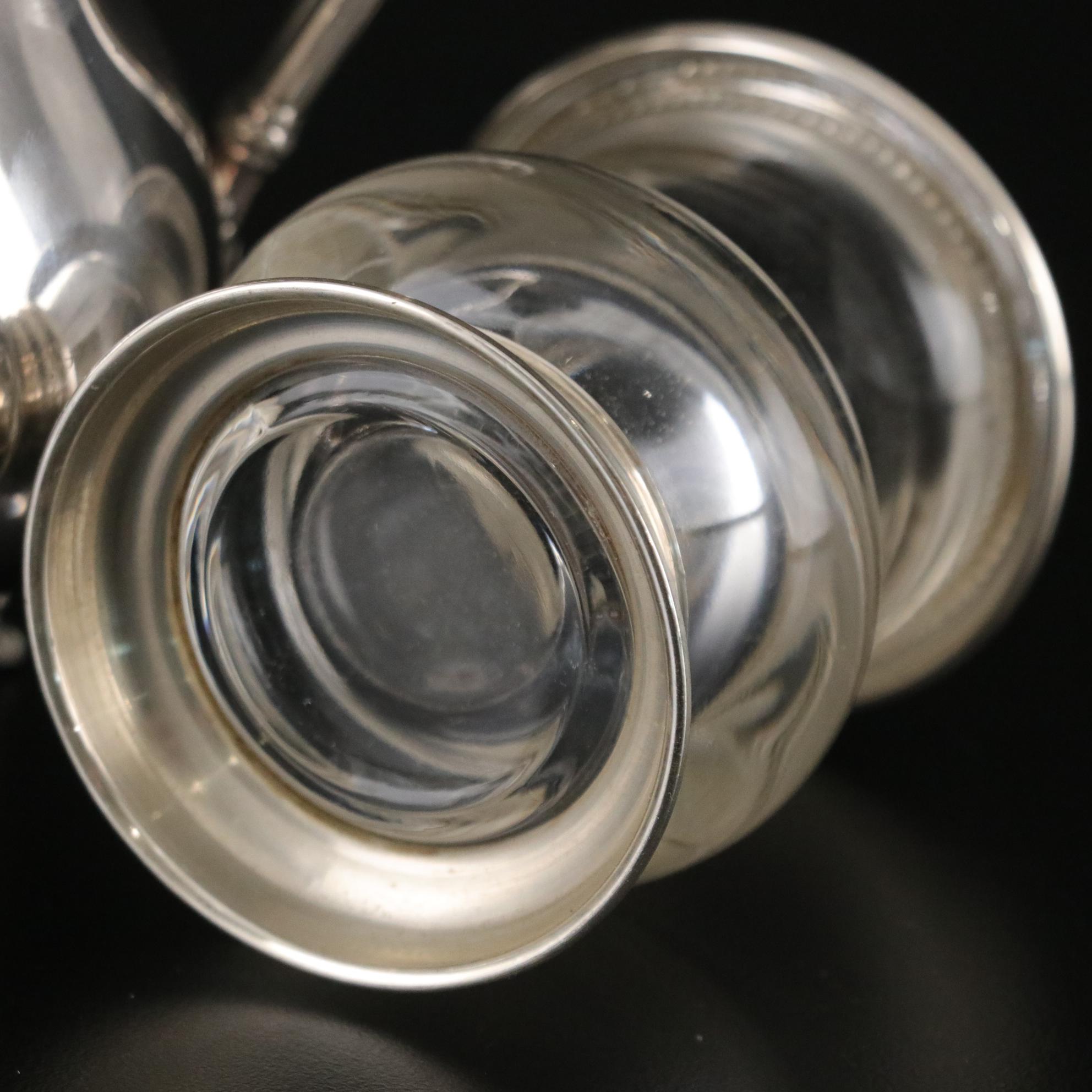 Silver Plated Sugar Bowl, Toothpick Holder & Candy Dish with Cobalt Glass Liner