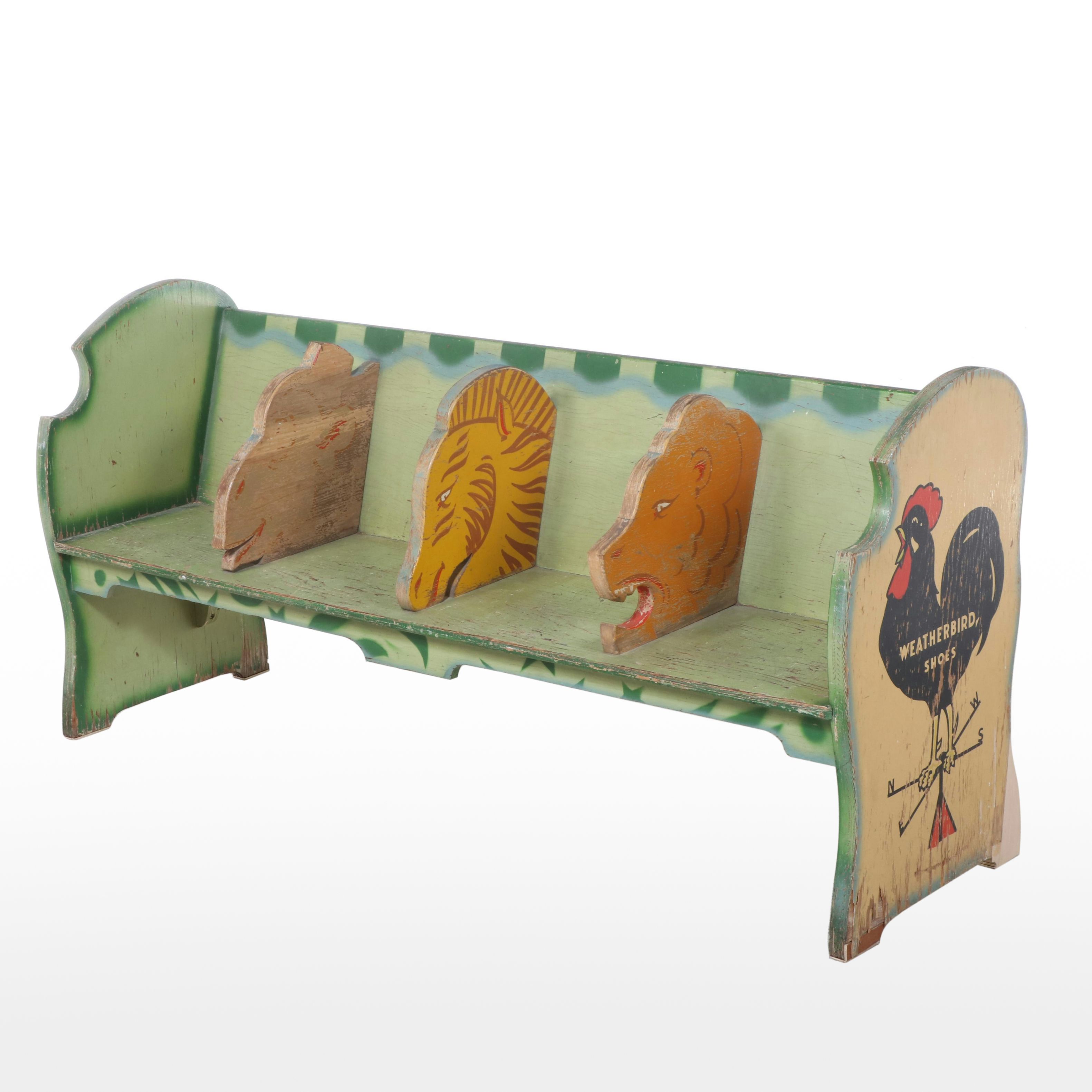 "Weatherbird Shoes" Paint-Decorated Child's Shoe Fitting Bench