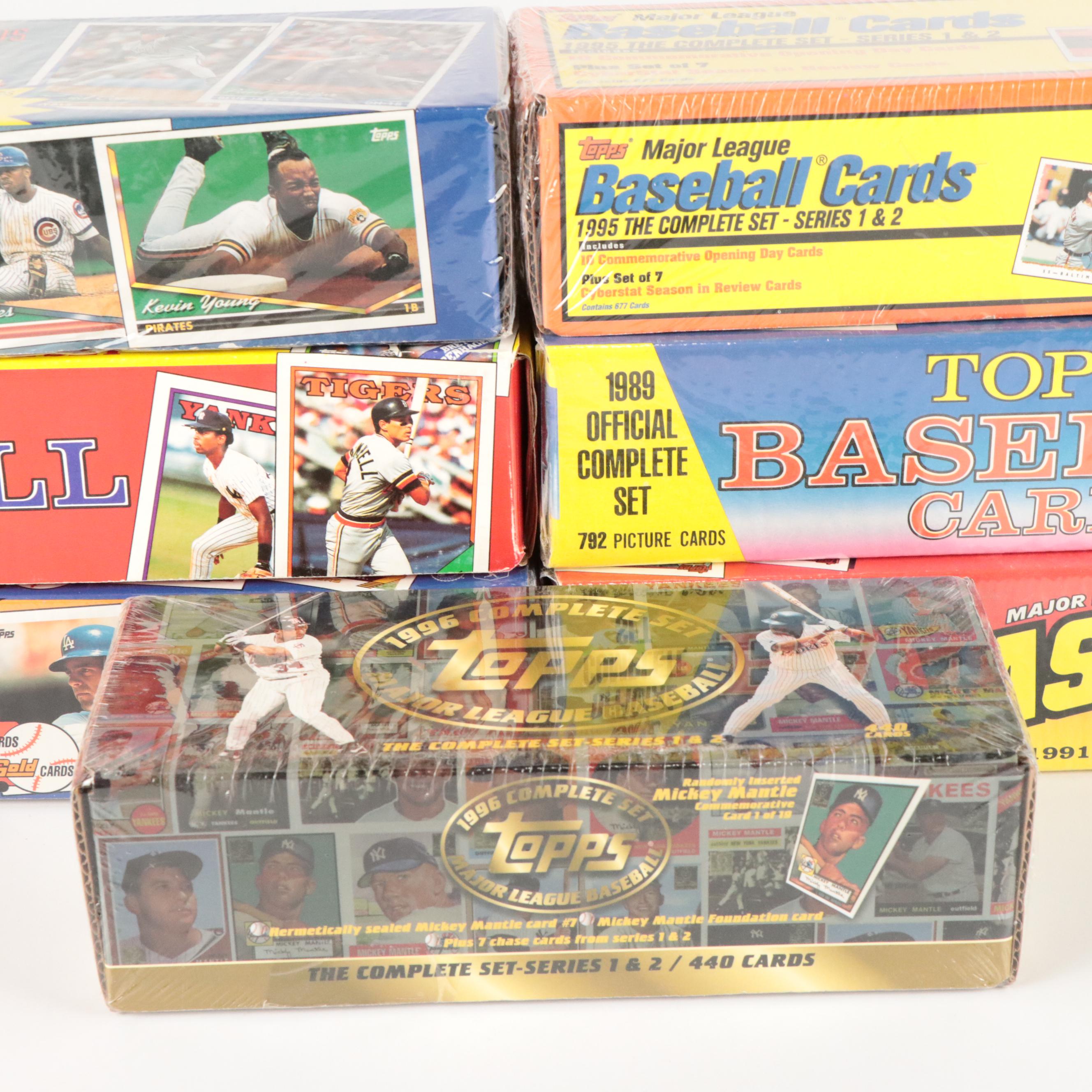 Topps Sealed Baseball Card Sets Featuring Nolan Ryan and More, 1980s-1990s