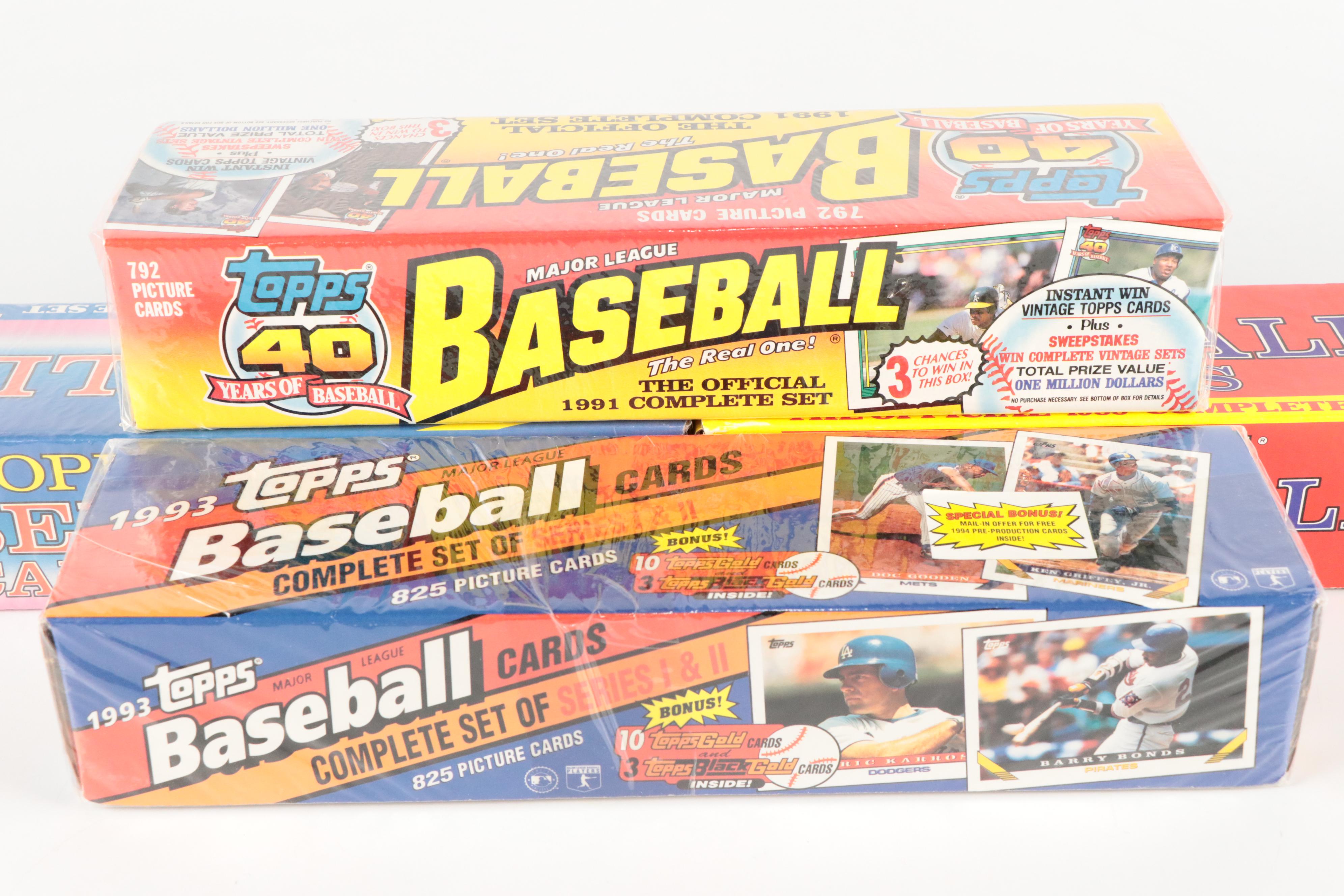 Topps Sealed Baseball Card Sets Featuring Nolan Ryan and More, 1980s-1990s